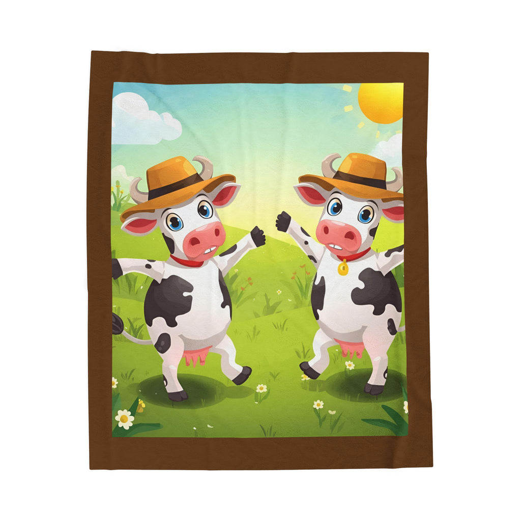 Cute Cows Farm Fun Velveteen Plush Blanket, Kids Blanket, Cow Decor, Cozy Gift, Nursery Bedding, Playroom Accessory, Animal Theme