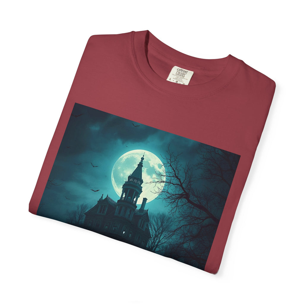 Haunted Moonlit Castle Unisex T-shirt, Gothic Tee, Halloween Apparel, Vintage Style Shirt, Alternative Fashion, Spooky Gift