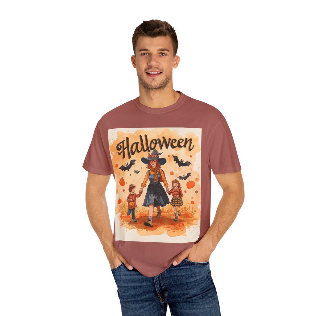 Halloween Themed Mom And Children Unisex T-shirt, Spooky Family Shirt, Fall Apparel, Halloween Costume Tee, Handcrafted Halloween Gift