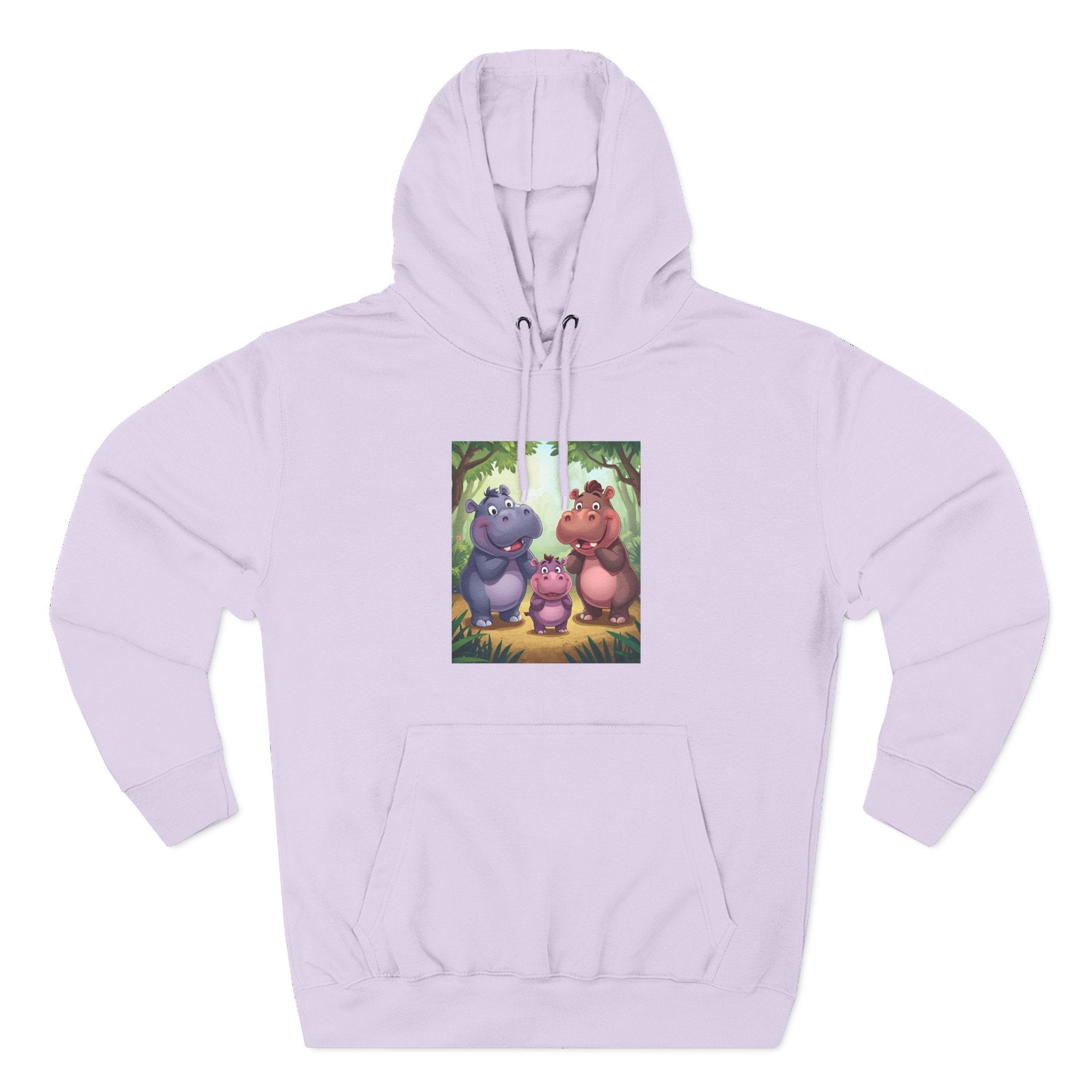 Hippo Cute Three-Panel Fleece Hoodie