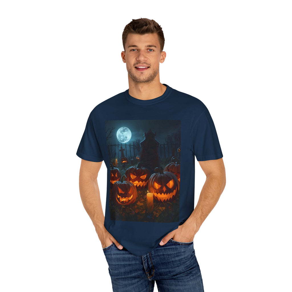 Scary Halloween Pumpkin Unisex Garment-Dyed T-shirt