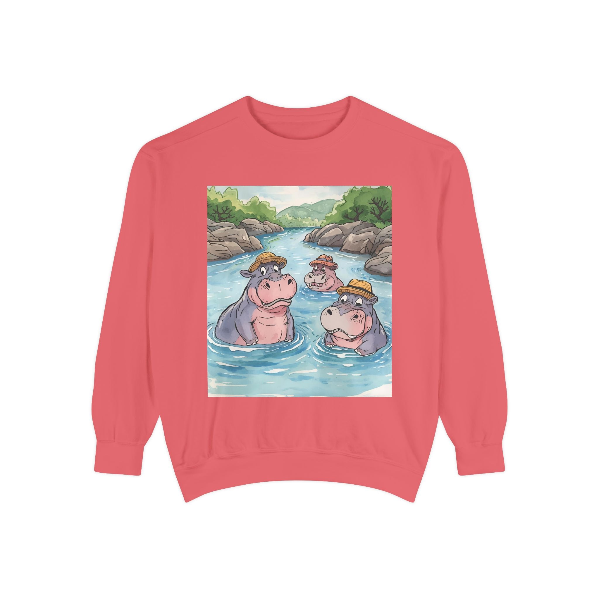 Hippo Cute Unisex Garment-Dyed Sweatshirt