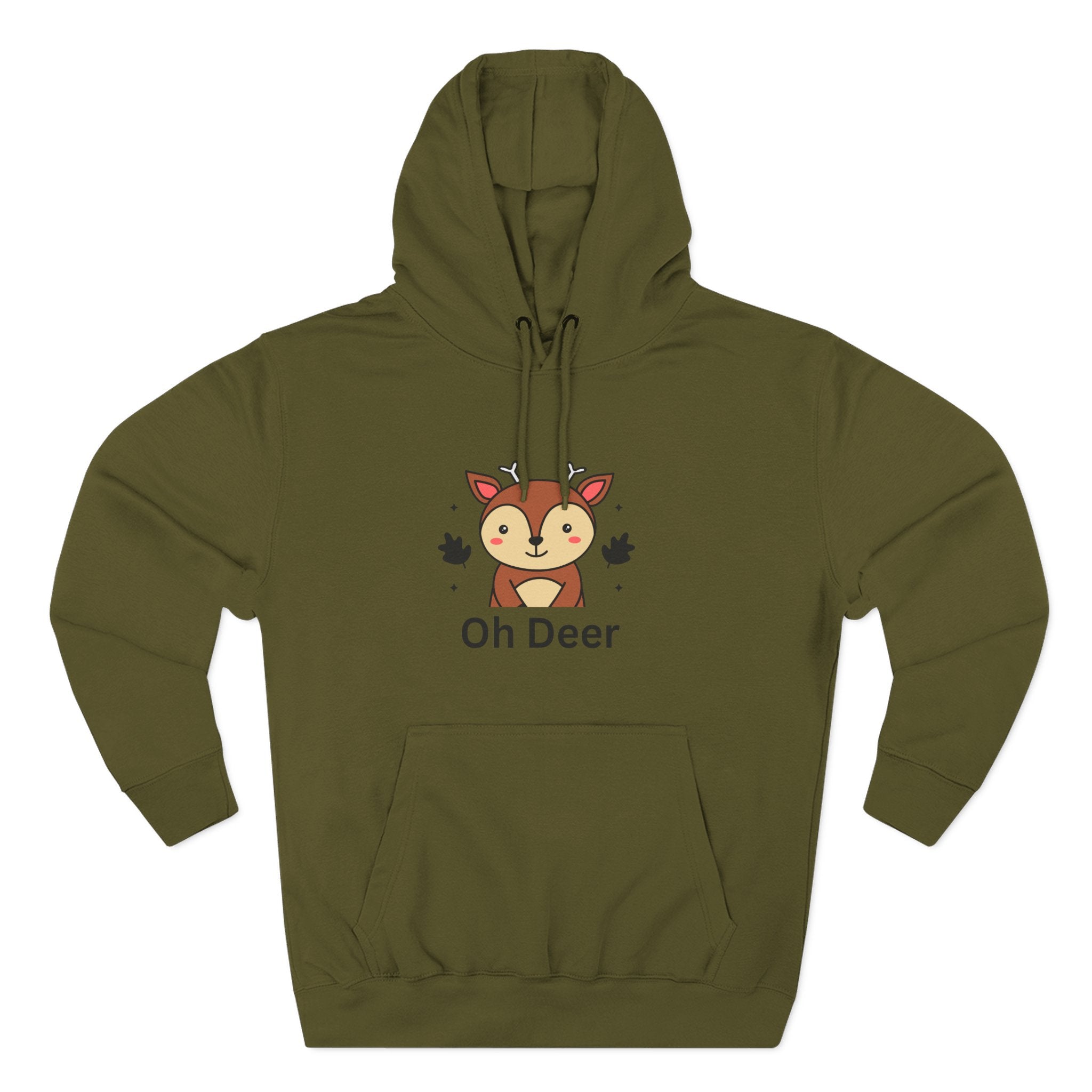 Oh Deer Fleece Hoodie - Cozy Wildlife Sweater, Cute Animal Apparel, Gifts for Nature Lovers, Cute Fall Outfit, Seasonal Comfort Wear