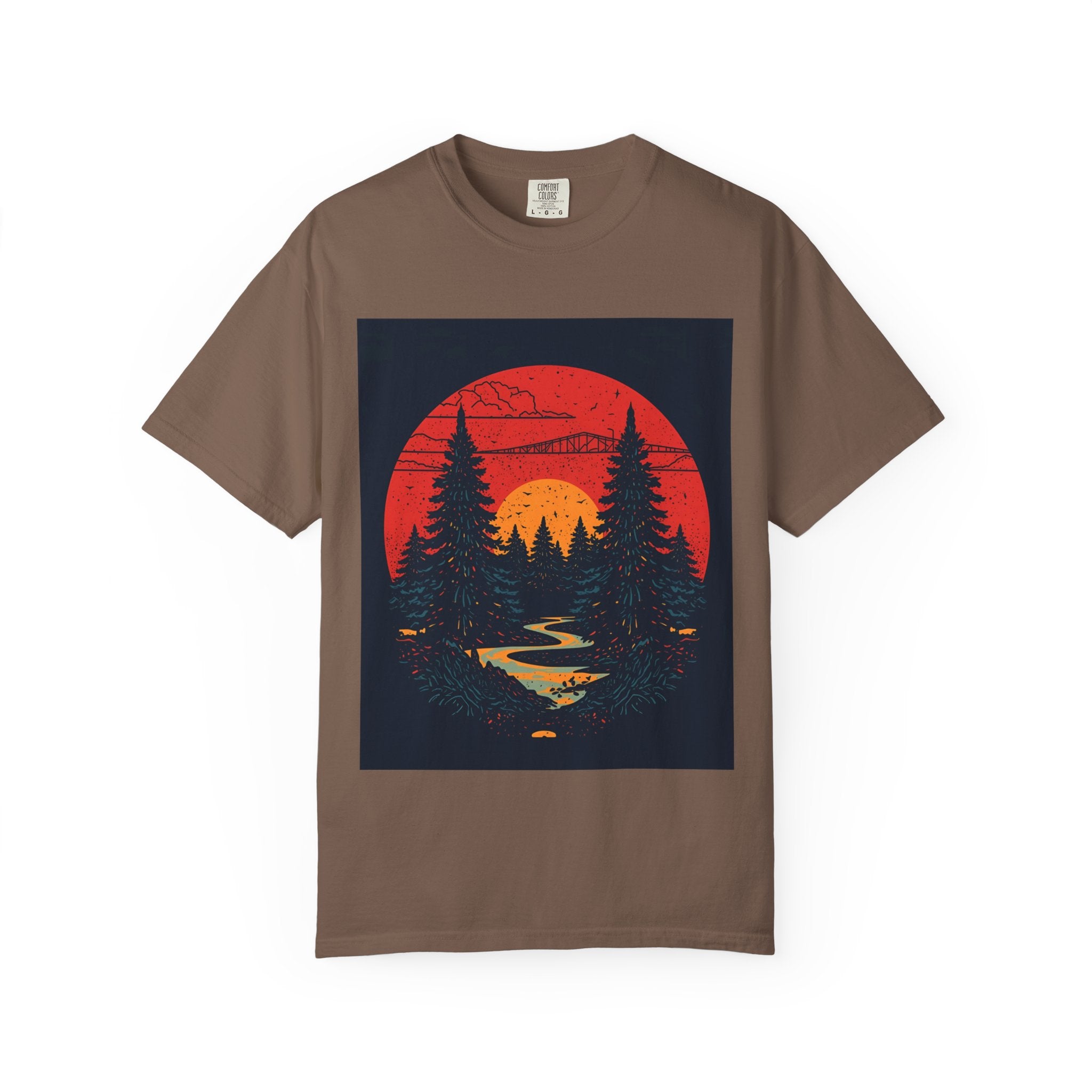 Sunset Forest Unisex Tee, Outdoor Adventure Shirt, Nature Lover Gift, Casual Stylish Top, Fall Fashion T-shirt