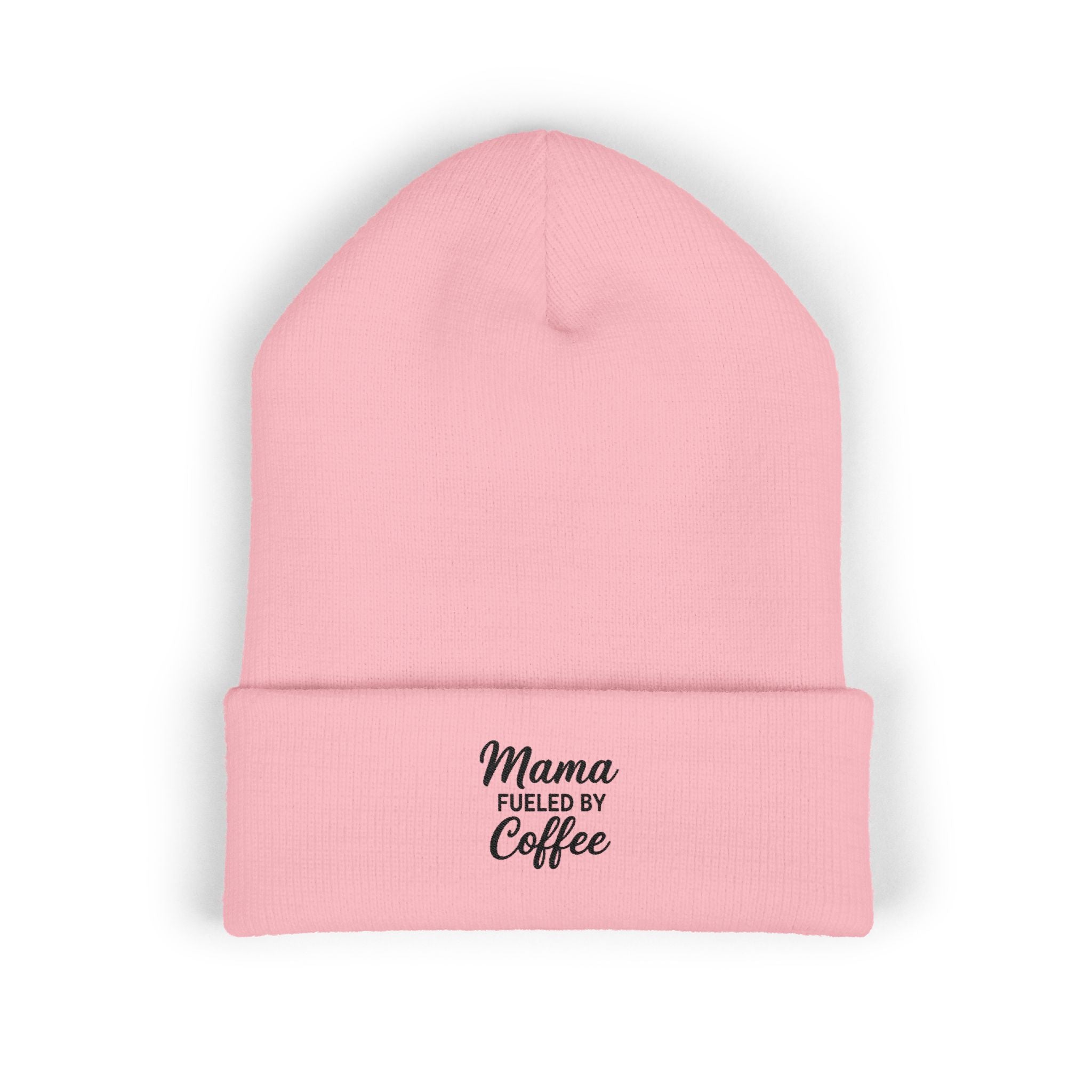 Mama Mode Mama Fueled by Coffee Embroidered Cuffed Beanie