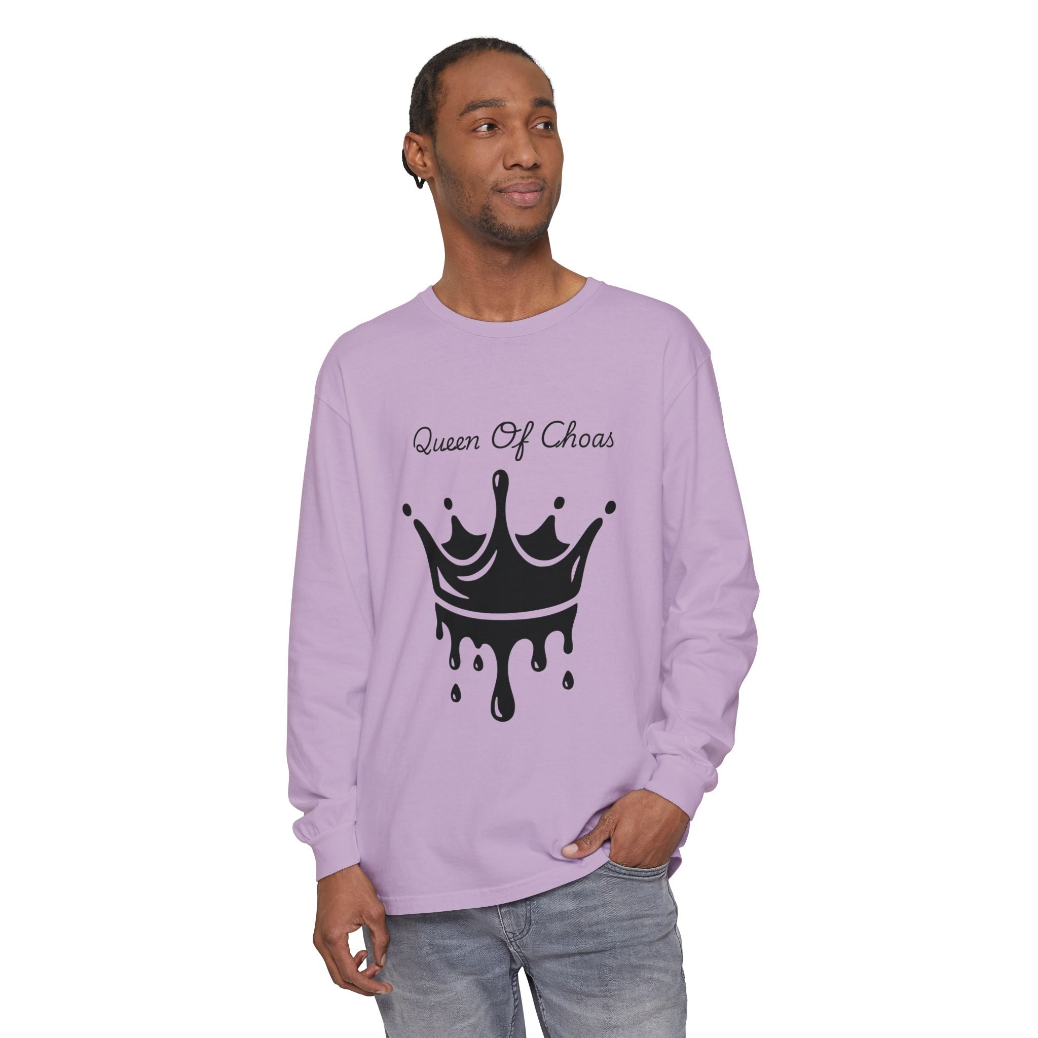Queen of Chaos Long Sleeve T-Shirt - Stylish Unisex Apparel for Creative Souls, Casual Wear, Gift for Her, Birthday, Everyday Style