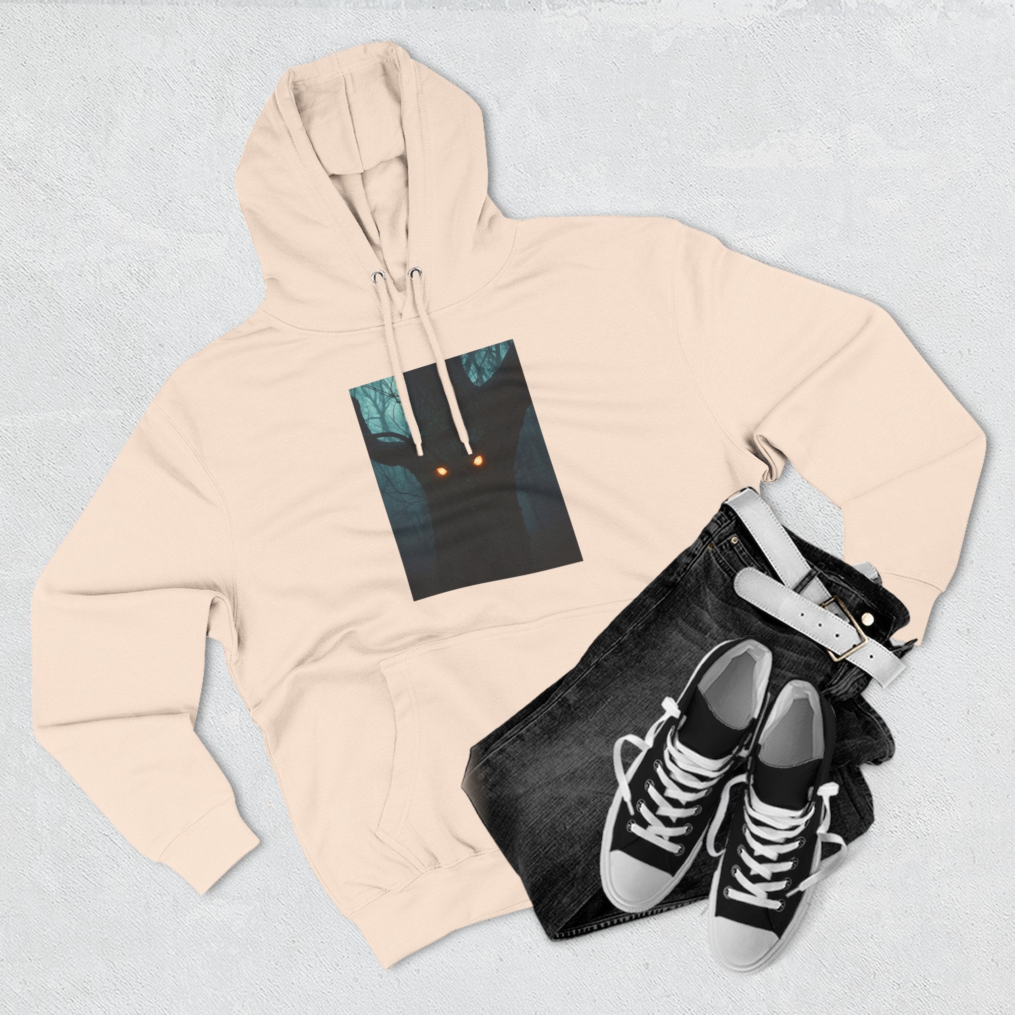 Chilling Nighttime Hoodie, Cozy Fleece Sweatshirt, Outdoor Adventure Attire, Perfect for Bonfire Nights, Gifts for Nature Lovers