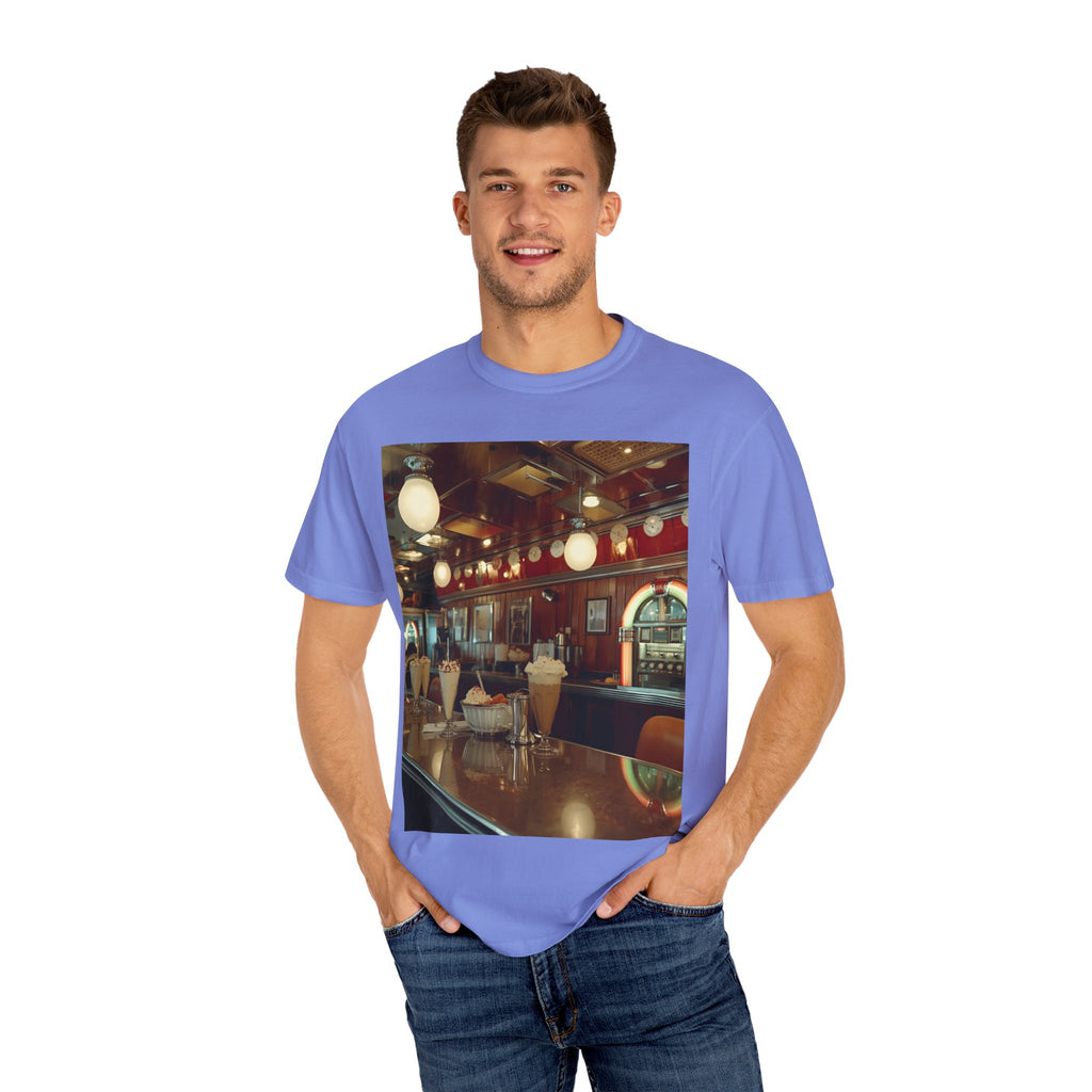 Cozy Cafe Vibe T-Shirt | Unisex Garment-Dyed Tee for Casual Outings, Vintage Style, Ice Cream Lovers, Retro Aesthetic, Everyday Wear