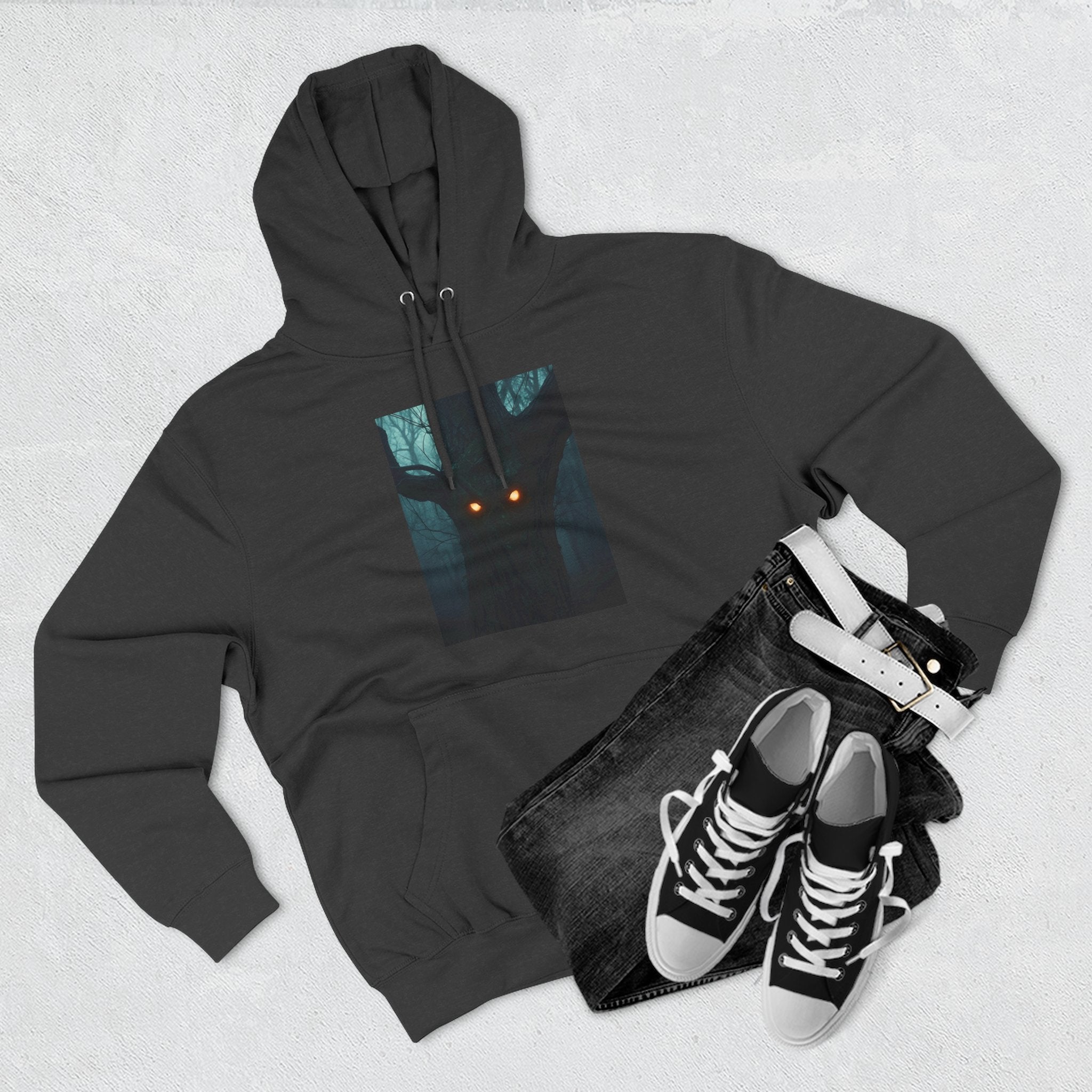 Chilling Nighttime Hoodie, Cozy Fleece Sweatshirt, Outdoor Adventure Attire, Perfect for Bonfire Nights, Gifts for Nature Lovers