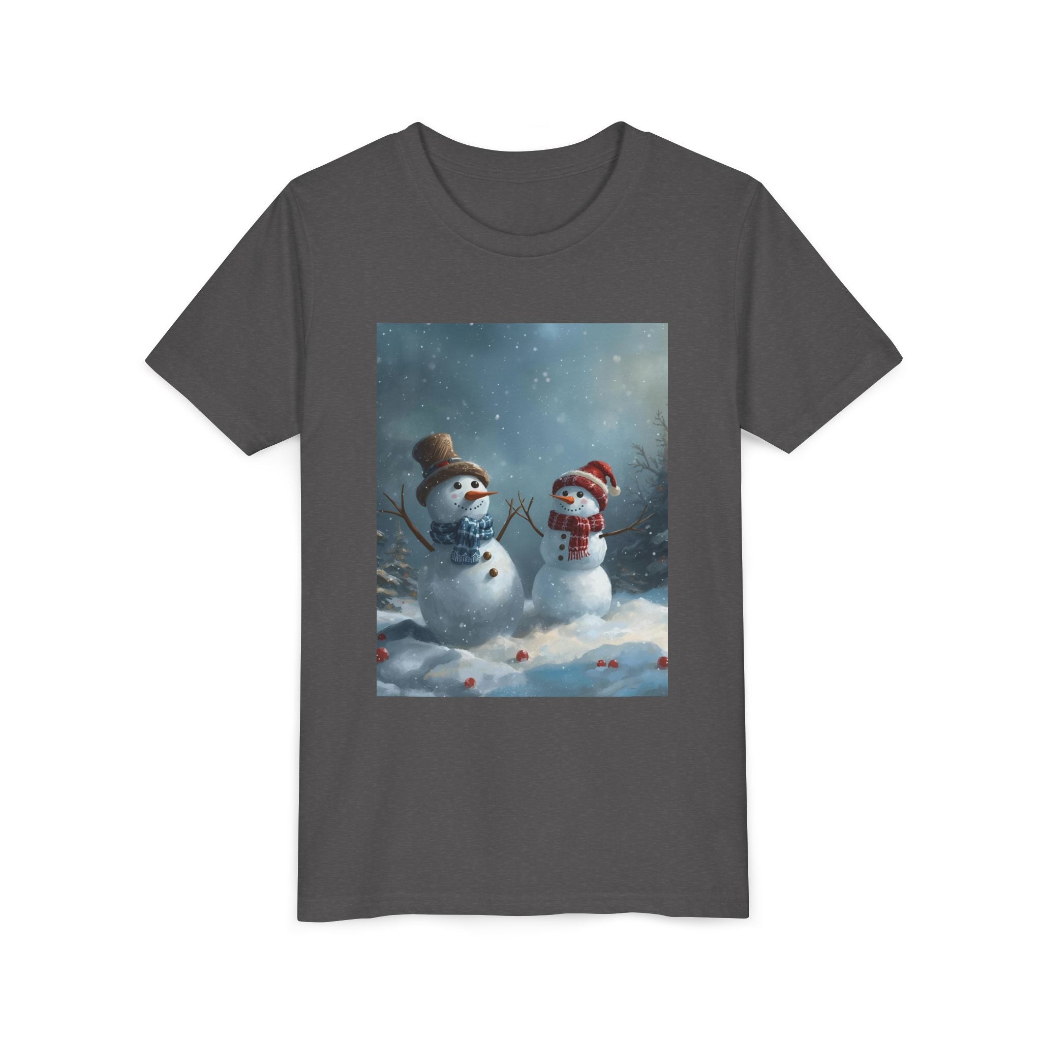 Youth Christmas Snowman Tee, Winter T-Shirt, Christmas Gift, Holiday Apparel, Kids Winter Wear, Cute Snowman Design