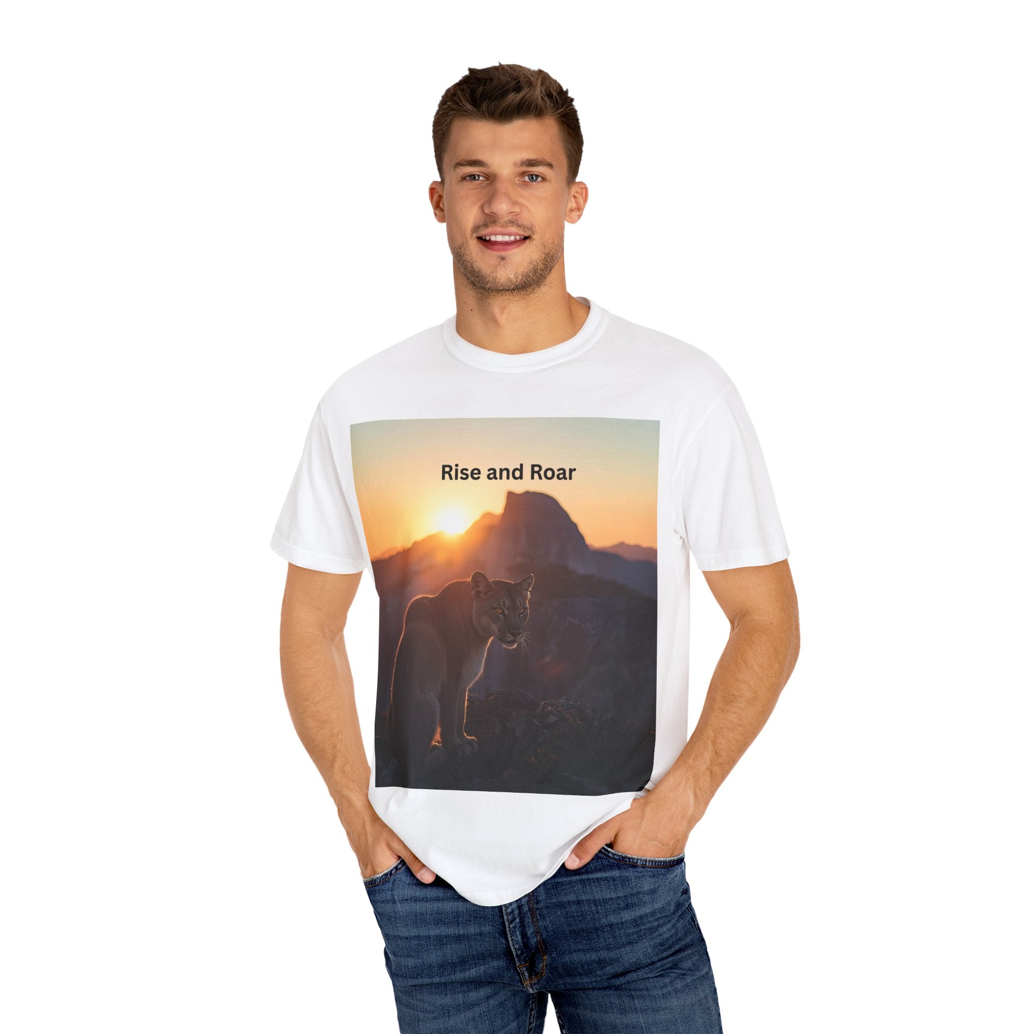 Rise And Roar Sunrise Mountain Lion T-Shirt, Rise and Roar Tee, Unisex Cotton Shirt, Graphic Tee for Nature Lovers, Adventure Apparel, Gifts for [...]