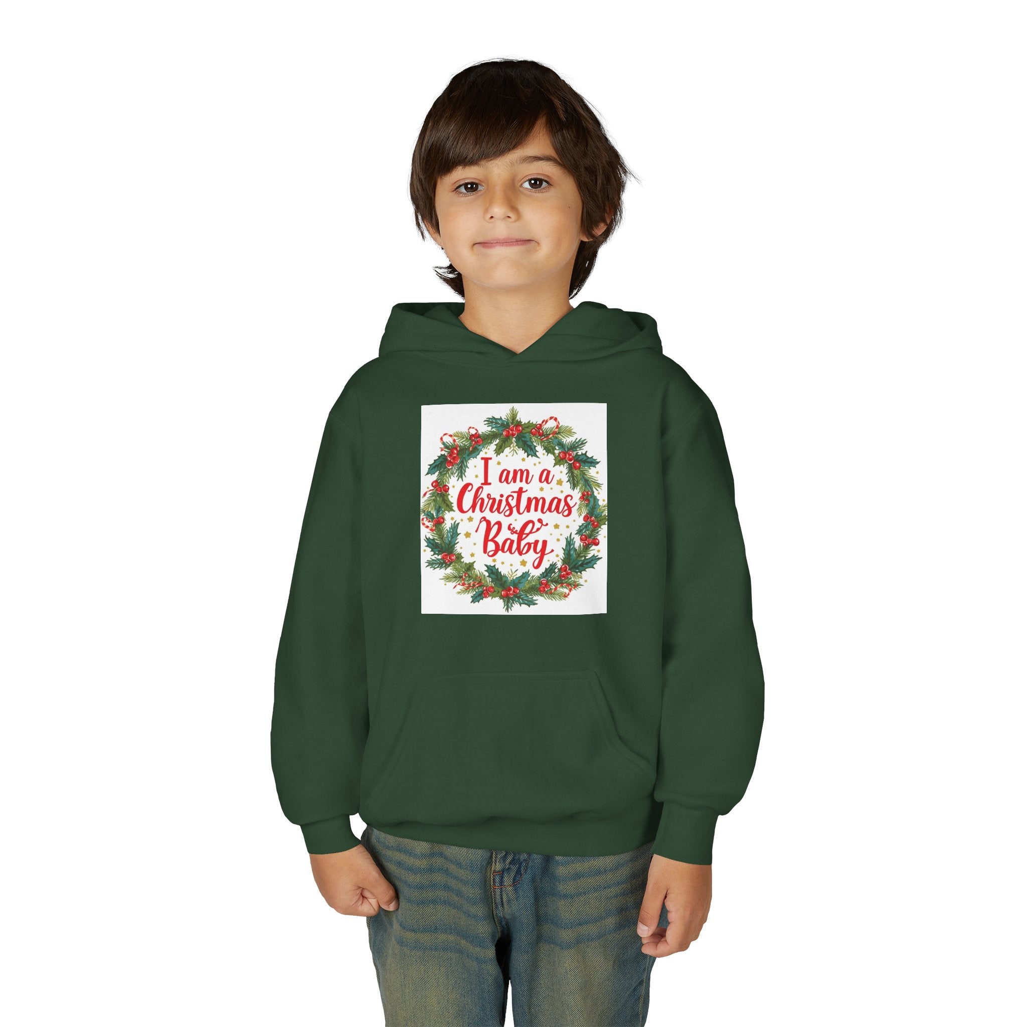 I Am A Christmas Baby Youth Heavy Blend Hooded Sweatshirt