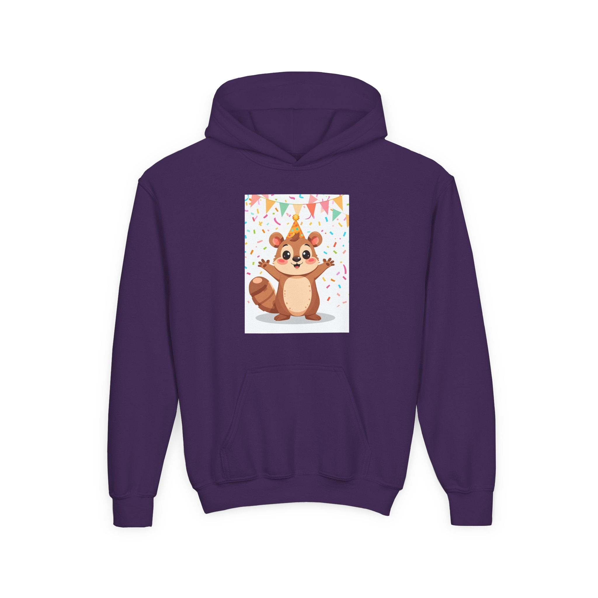 Party Animal With Squirl Youth Heavy Blend Hooded Sweatshirt