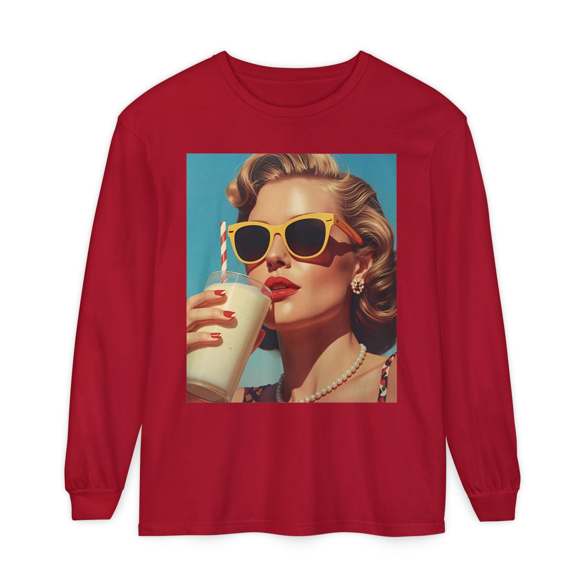 Retro Pop Art Long Sleeve T-Shirt, Vintage Graphic Tee, Fashion Top, Summer Style shirt, Gift for Art Lovers, Casual Wear