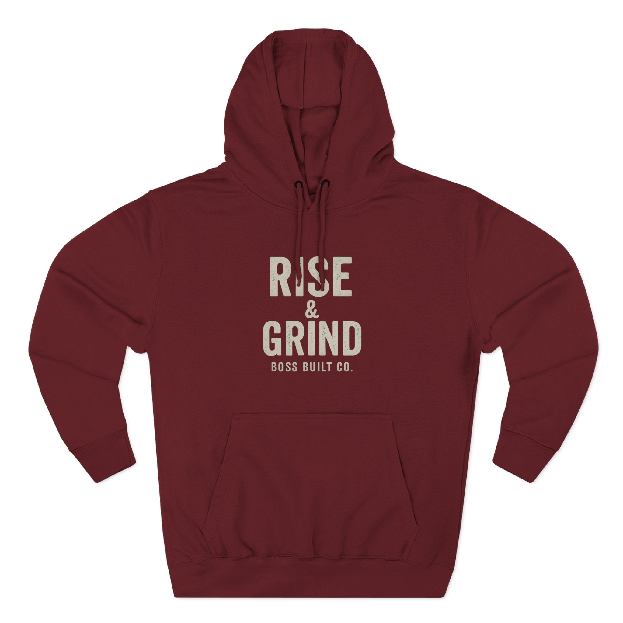 Boss Built Co Rise & Grind Hoodie — Motivational Fleece Pullover for Hustle Mindset