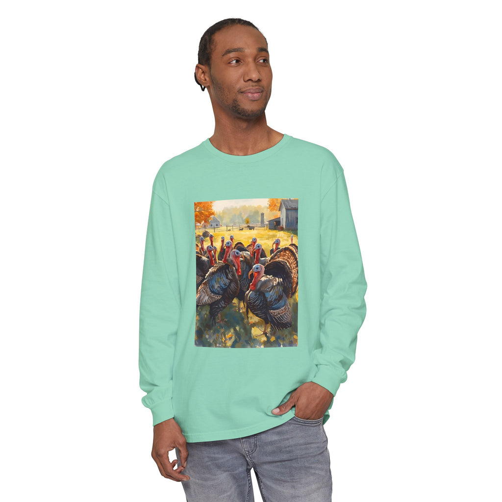 Thanksgiving Turkey Unisex Garment-dyed Long Sleeve T-Shirt