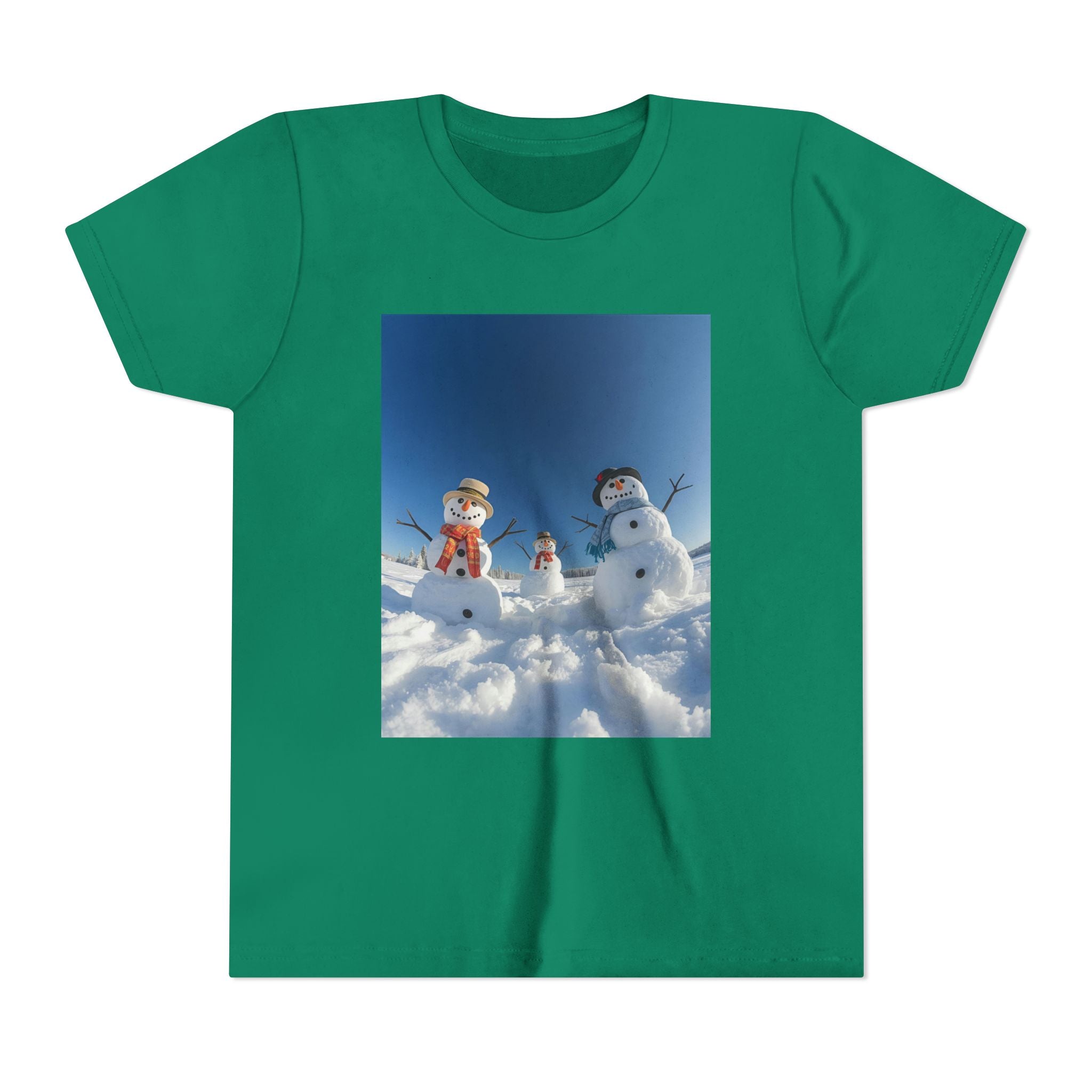 Festive Christmas Snowman Family Youth Short Sleeve Tee