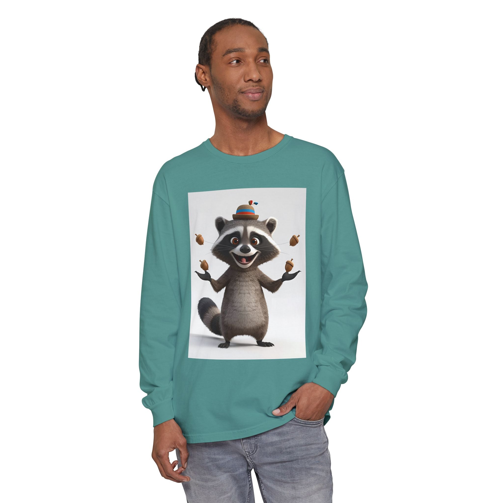 Raccoon Unisex Garment-dyed Long Sleeve T-Shirt