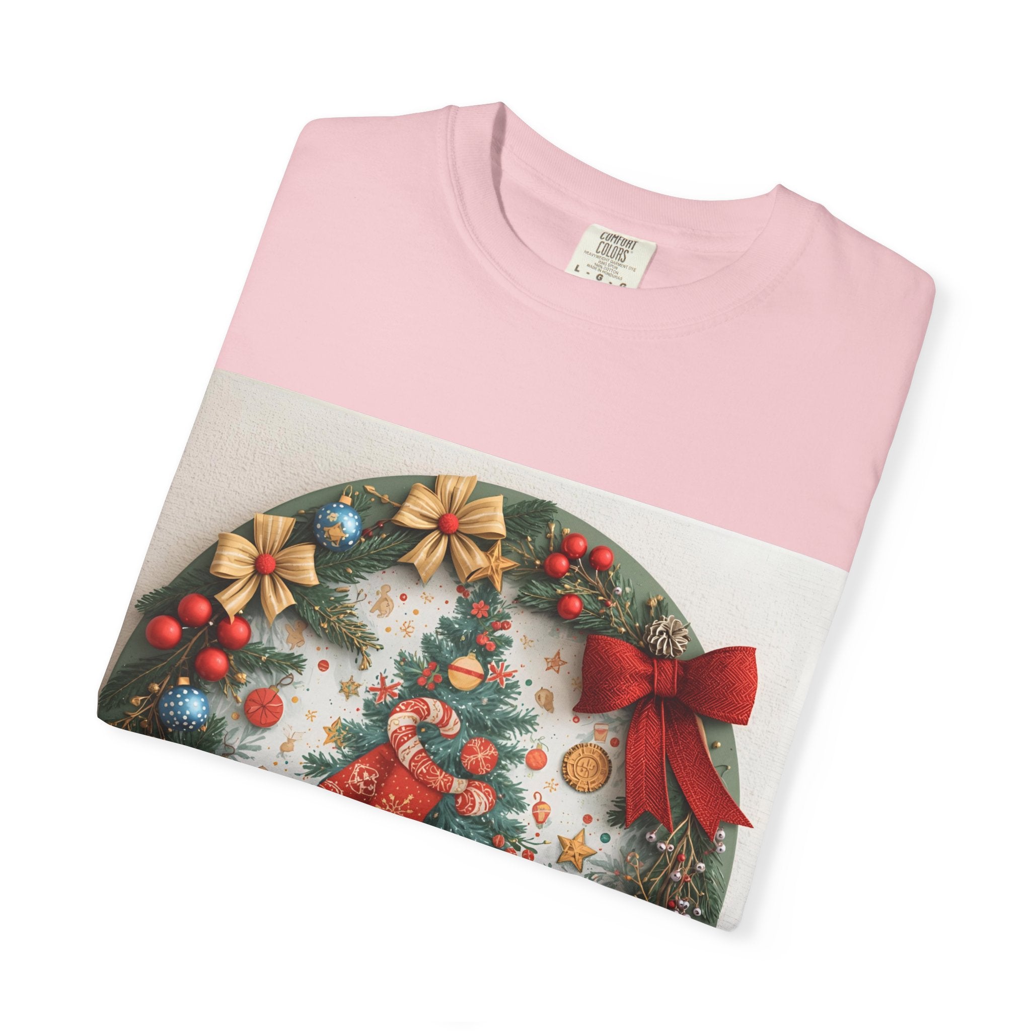 Christmas Wreath Festive Holiday T-Shirt, Christmas Tee, Seasonal Wear, Gift for Him/Her, Cute Xmas Shirt, Unisex Holiday Apparel