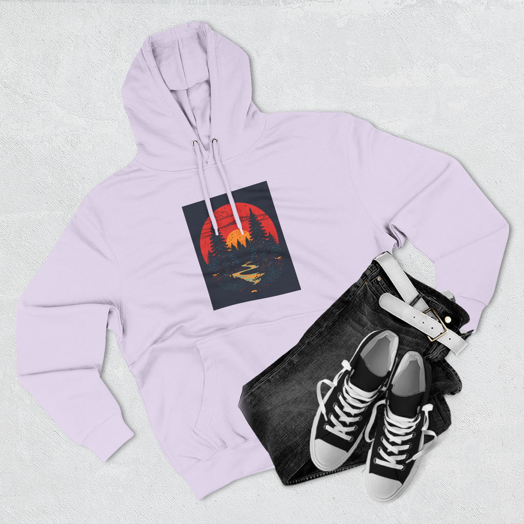 Cozy Nature Sunset Hoodie, Graphic Fleece Sweatshirt, Outdoor Apparel, Fall Fashion, Gift for Nature Lovers, Winter Wear