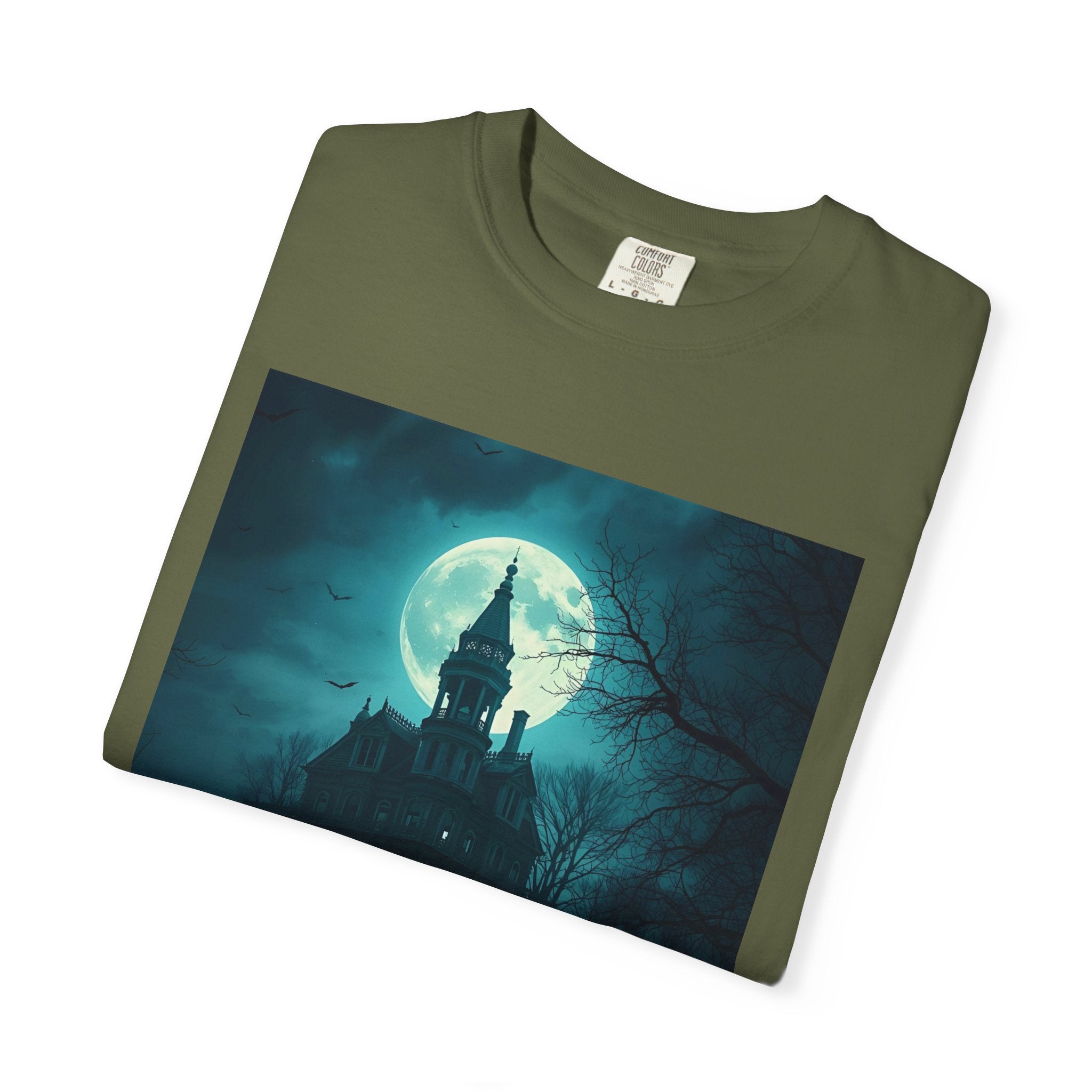 Haunted Moonlit Castle Unisex T-shirt, Gothic Tee, Halloween Apparel, Vintage Style Shirt, Alternative Fashion, Spooky Gift