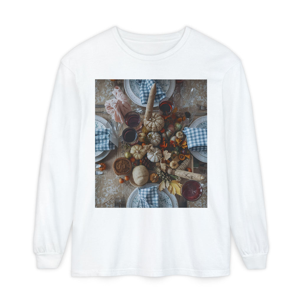 Rustic Gatherings Festive Long Sleeve T-Shirt for Gatherings, Casual Wear, Thanksgiving Shirt, Cozy Gift, Holiday Celebration Tee