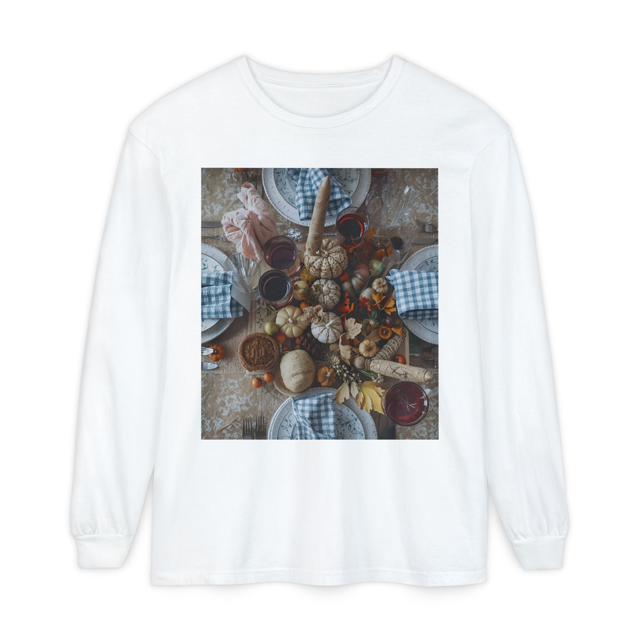 Rustic Gatherings Festive Long Sleeve T-Shirt for Gatherings, Casual Wear, Thanksgiving Shirt, Cozy Gift, Holiday Celebration Tee