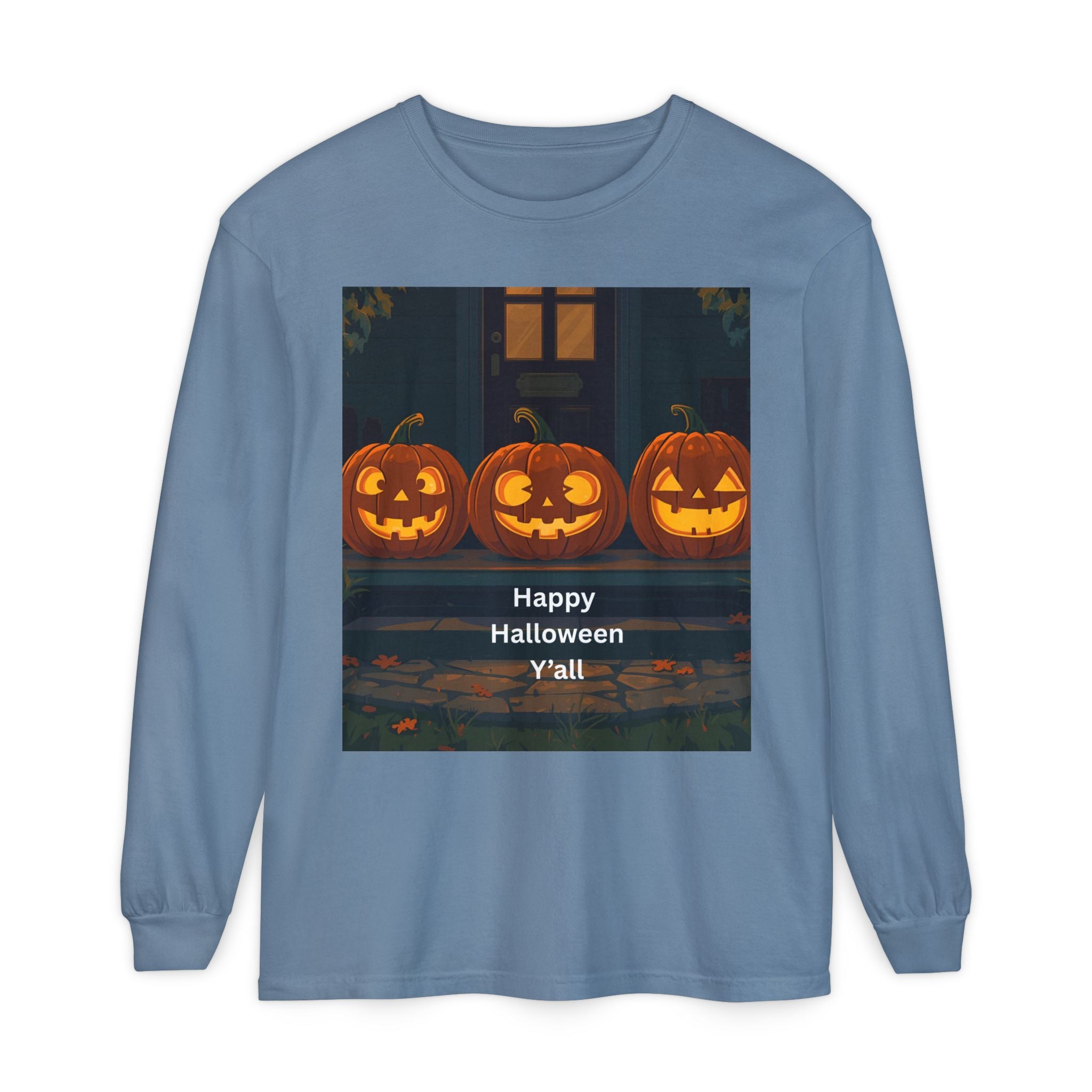 Halloween Pumpkin Long Sleeve T-Shirt, Fall Apparel, Comfortable Shirt, Unisex Halloween Tee, Seasonal Gift, Spooky Vibes