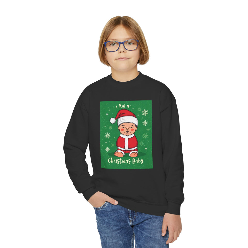 I Am A Christmas Baby Youth Crewneck Sweatshirt