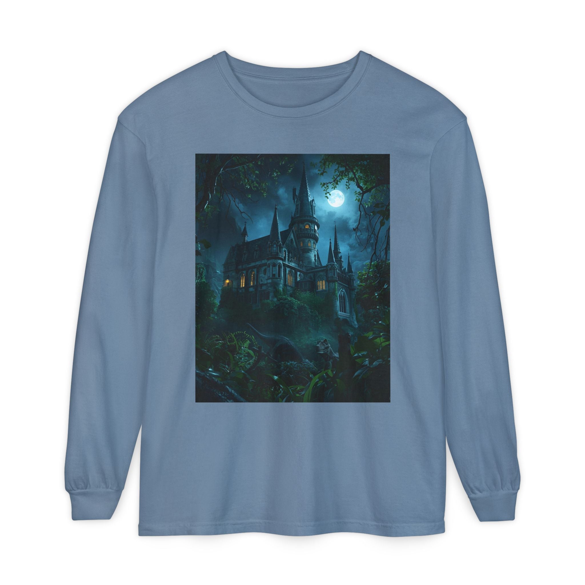 Mystical Night Scene Unisex Garment-dyed Long Sleeve T-Shirt