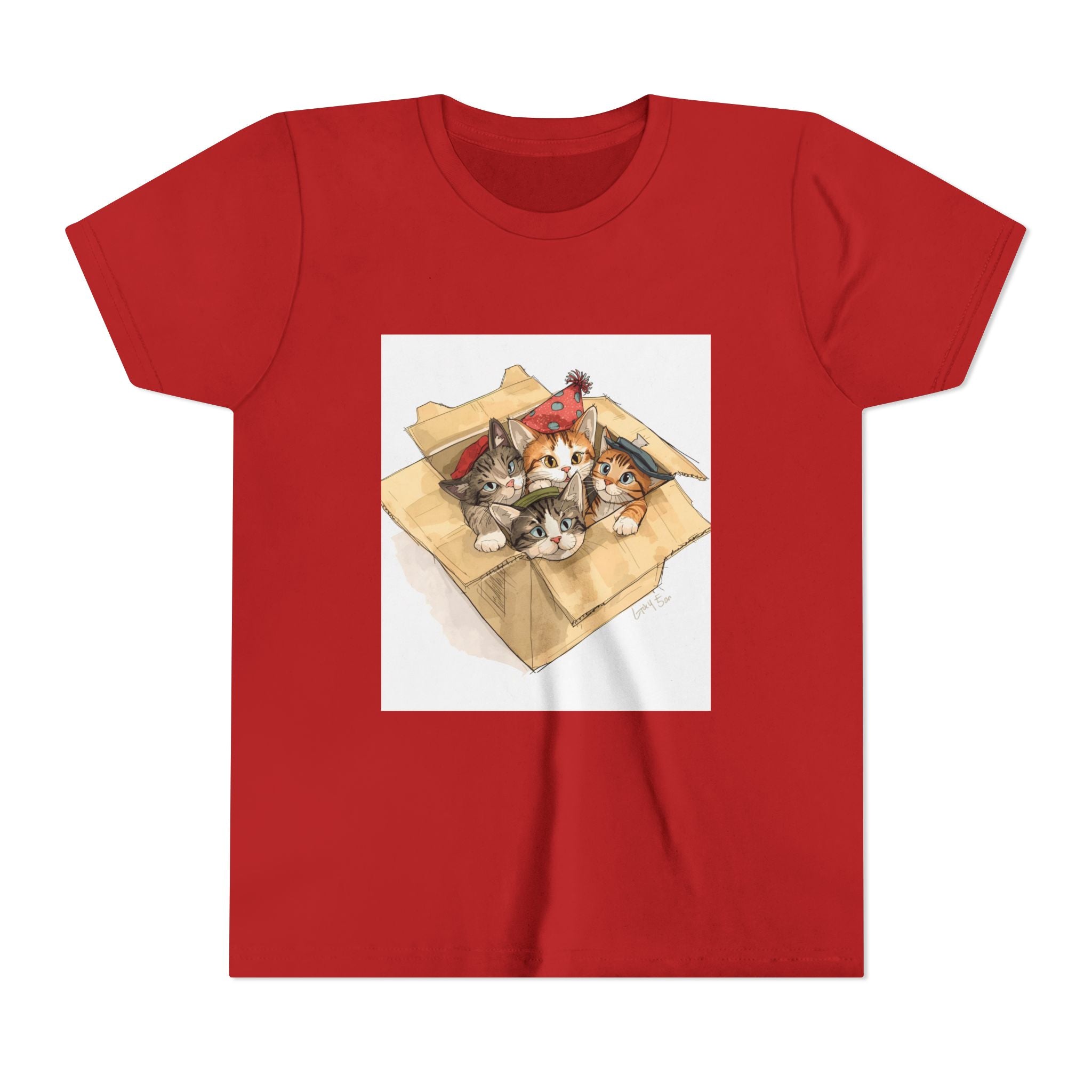 Cute Kittens In Box Youth Short Sleeve Tee