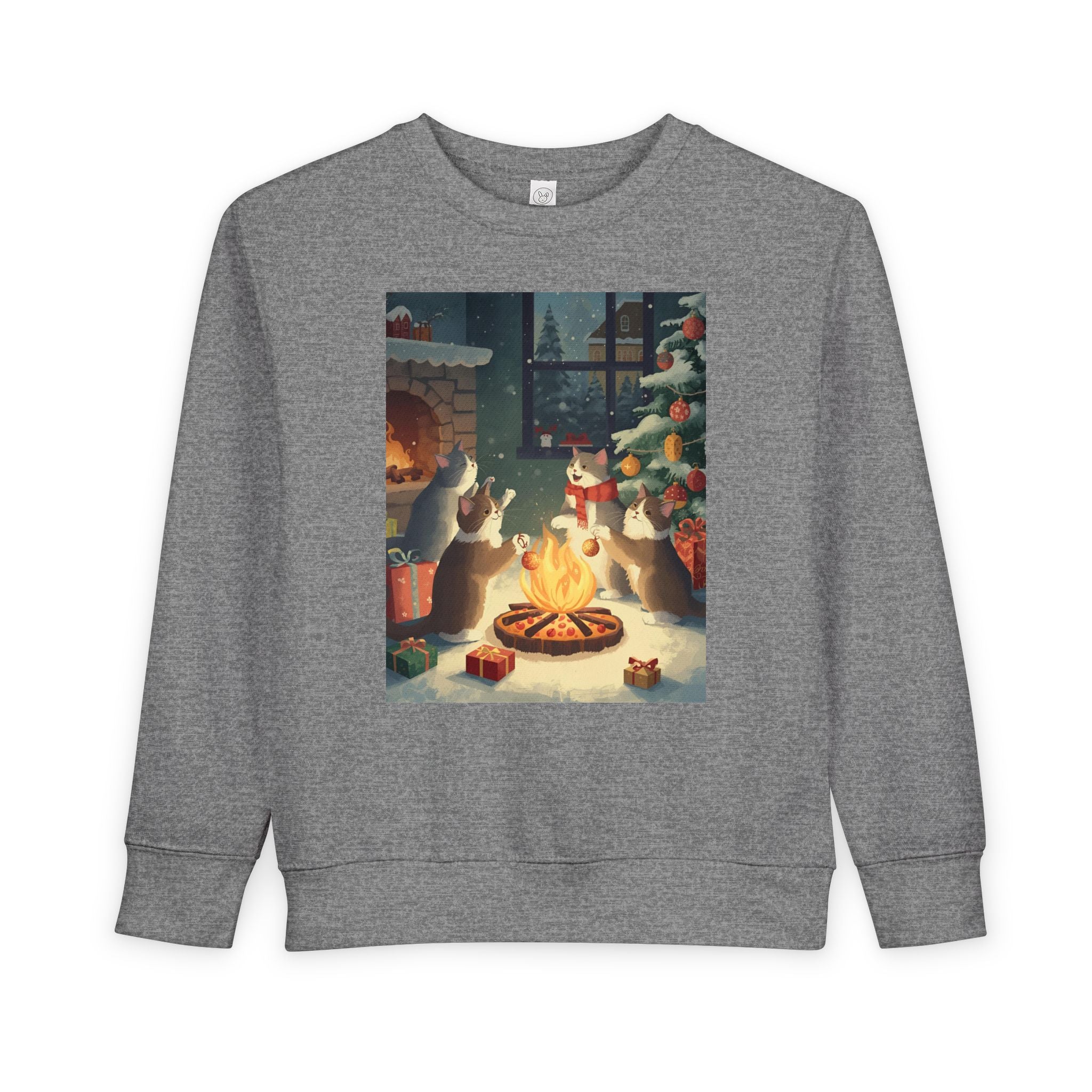 Cozy Holiday Toddler Sweatshirt, Christmas Gift, Cute Cat Design, Winter Apparel, Kids Holiday Clothing, Family Matching