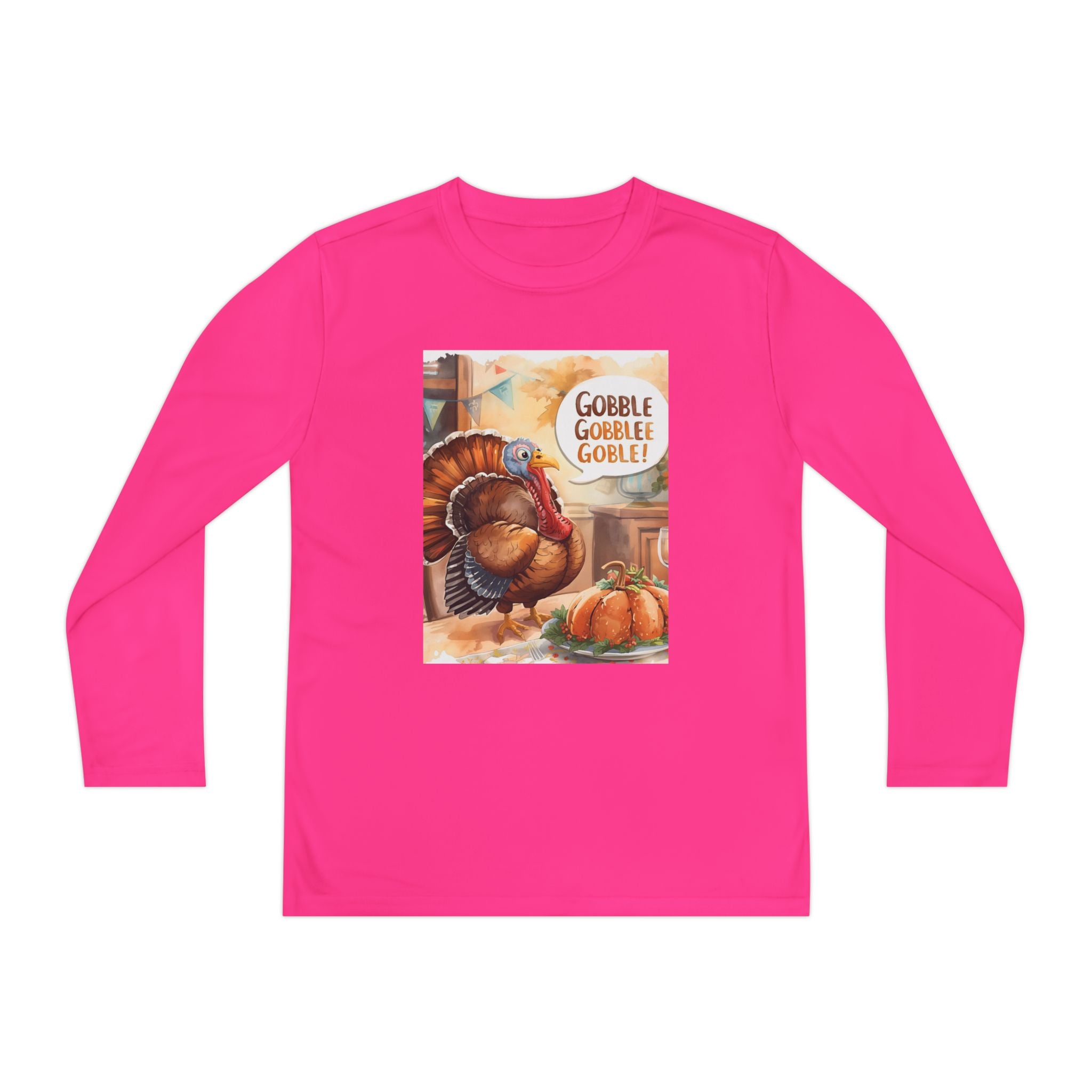 Thanksgiving Turkey Youth Long Sleeve Competitor Tee