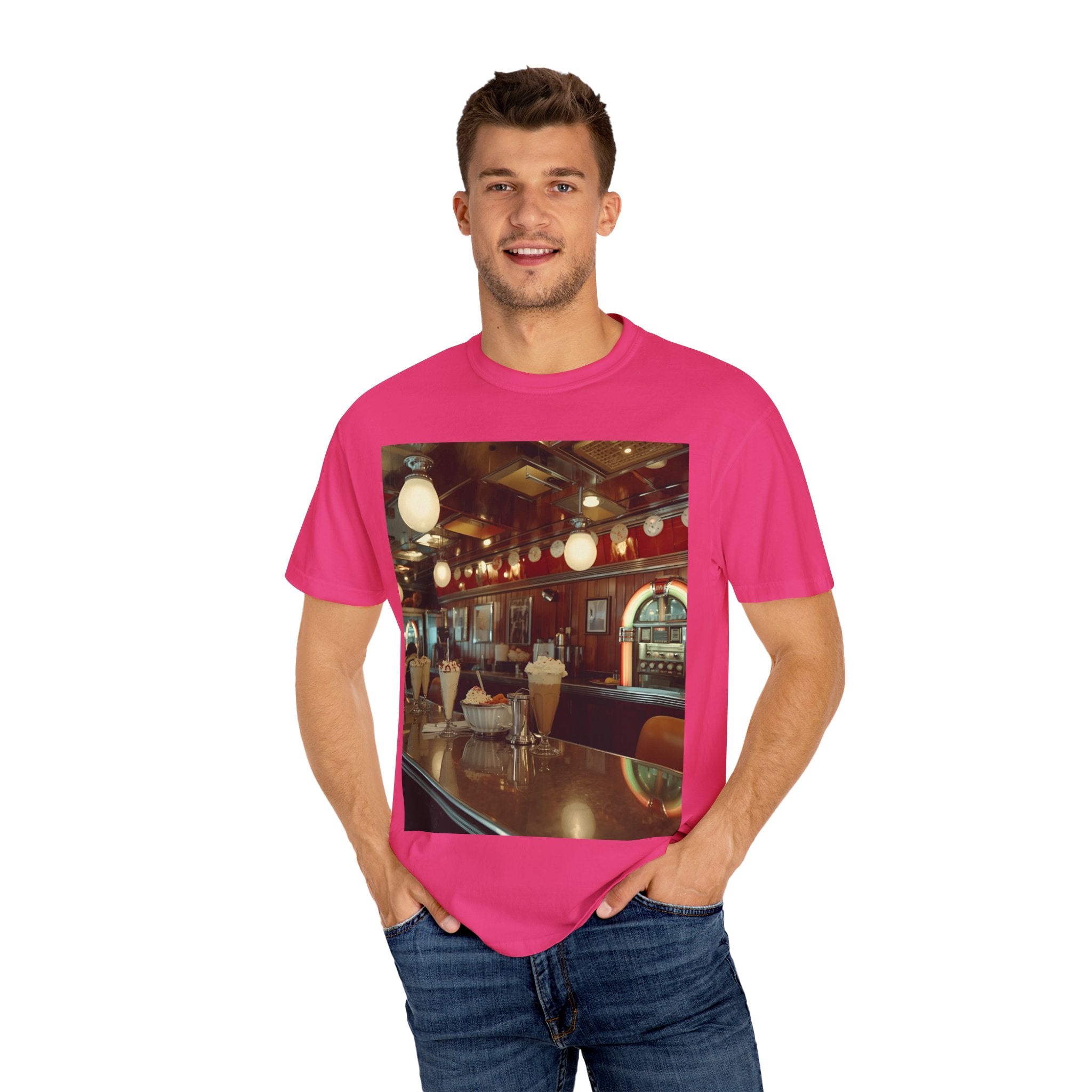 Cozy Cafe Vibe T-Shirt | Unisex Garment-Dyed Tee for Casual Outings, Vintage Style, Ice Cream Lovers, Retro Aesthetic, Everyday Wear