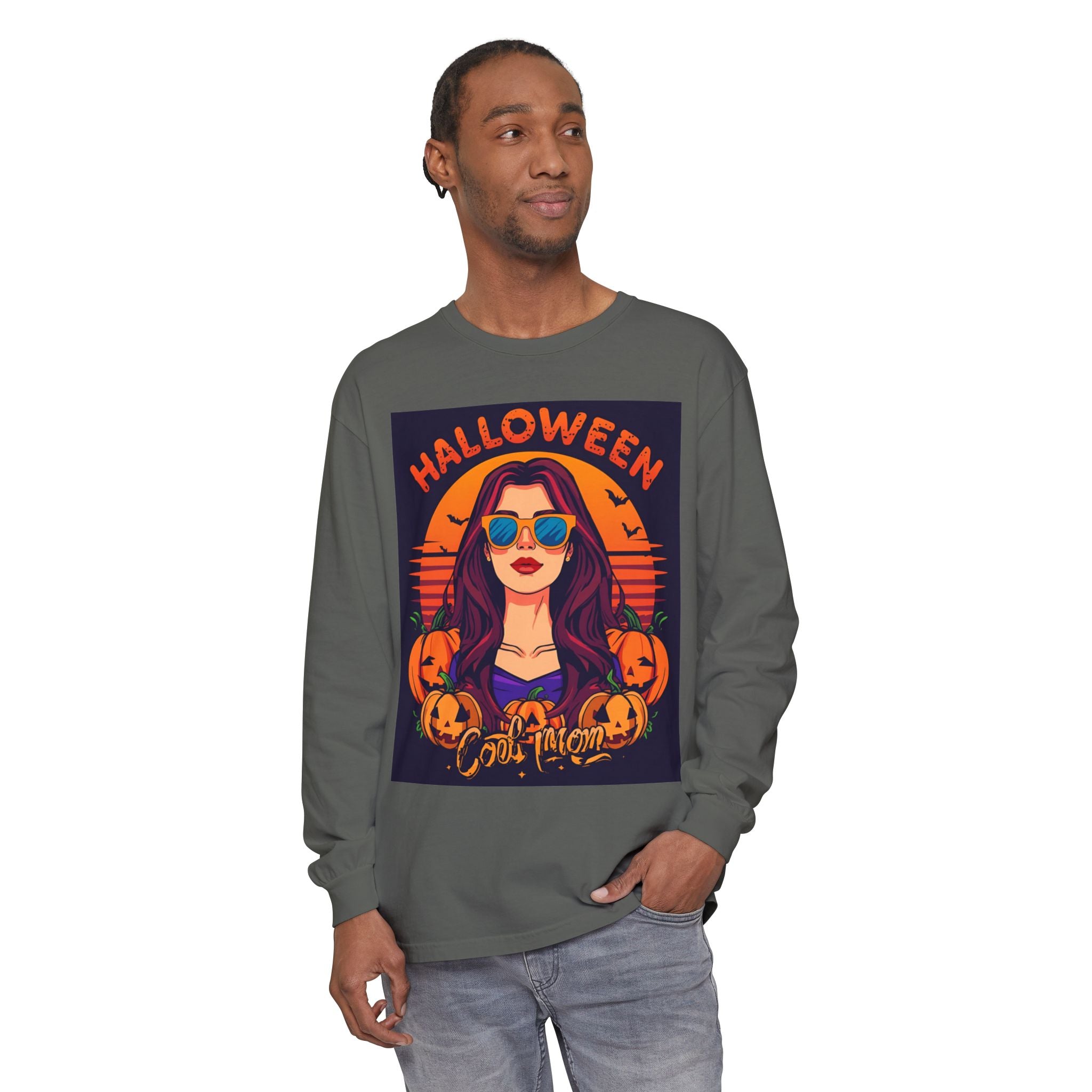 Halloween Themed Unisex Garment-dyed Long Sleeve T-Shirt