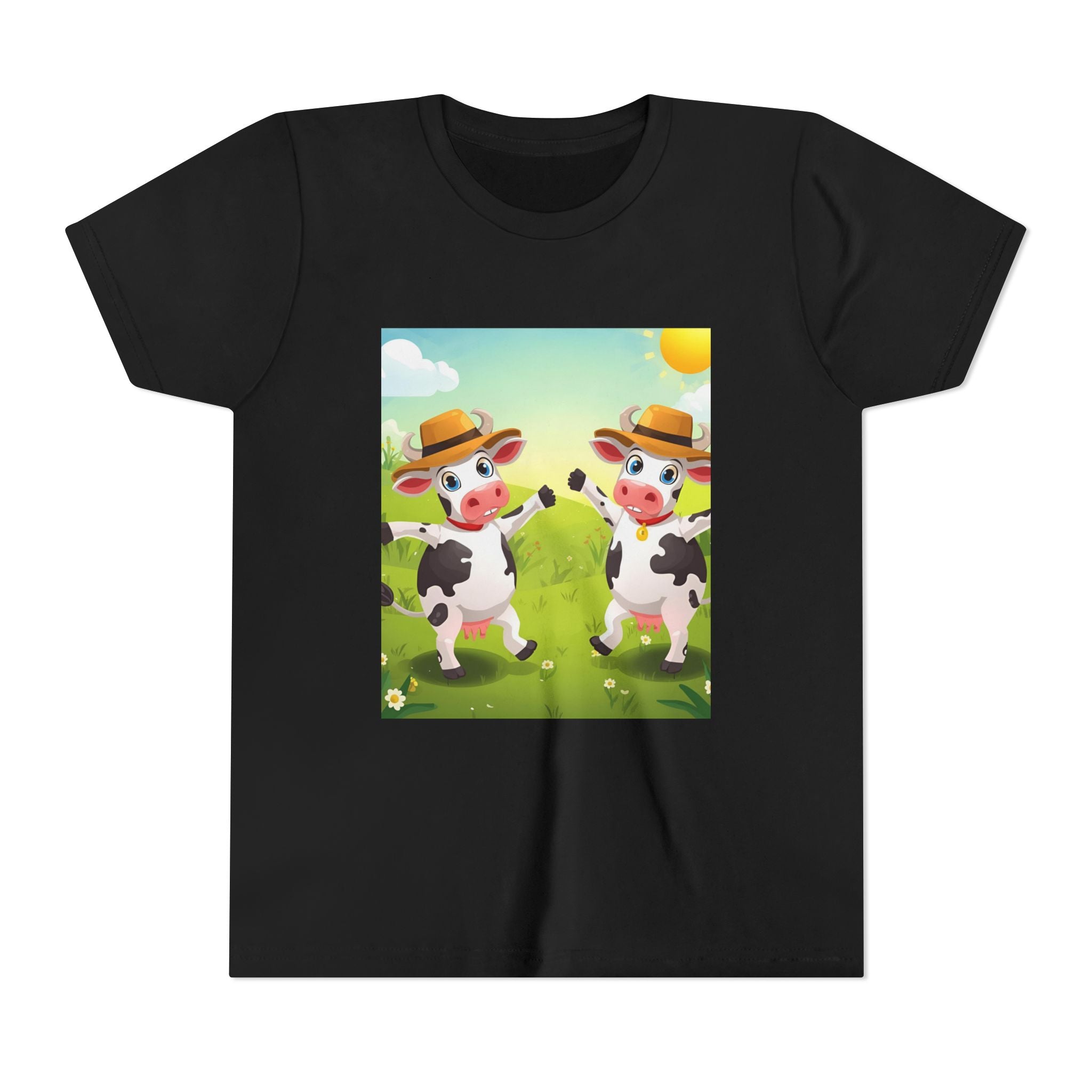 Cute Cow Fun Farm Youth Short Sleeve Tee