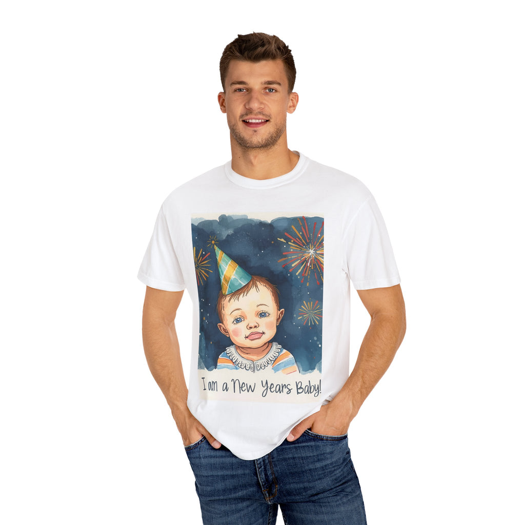 New Year's Baby T-Shirt, Unisex Garment-Dyed Tee, Cute Holiday Shirt, Baby Celebration Apparel, Party Outfit, New Year Gift