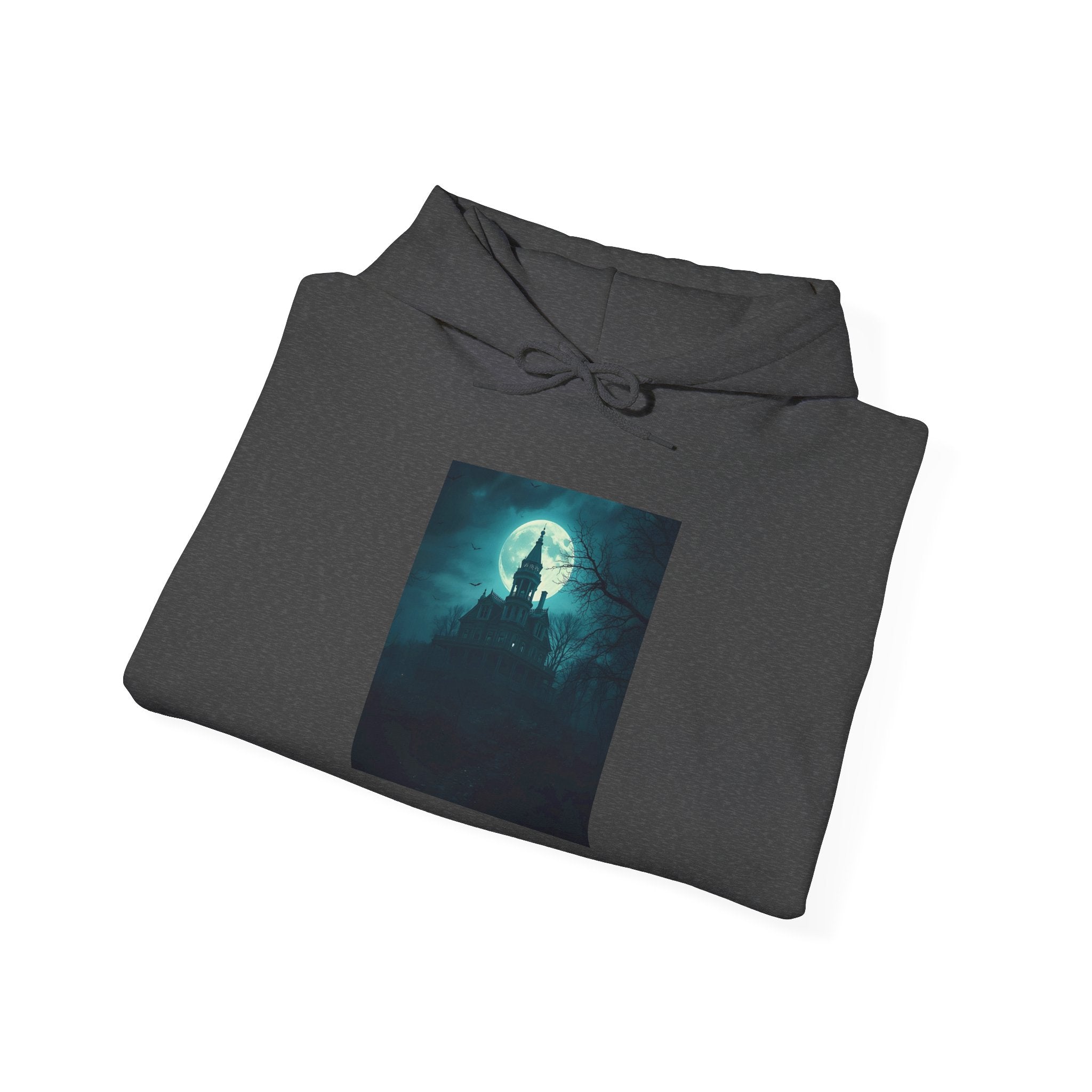 Haunted Moonlight Mystical Nightscape Hooded Sweatshirt - Cozy Casual, Unisex Fashion, Gift Idea, Halloween Apparel, Unique Statement Piece