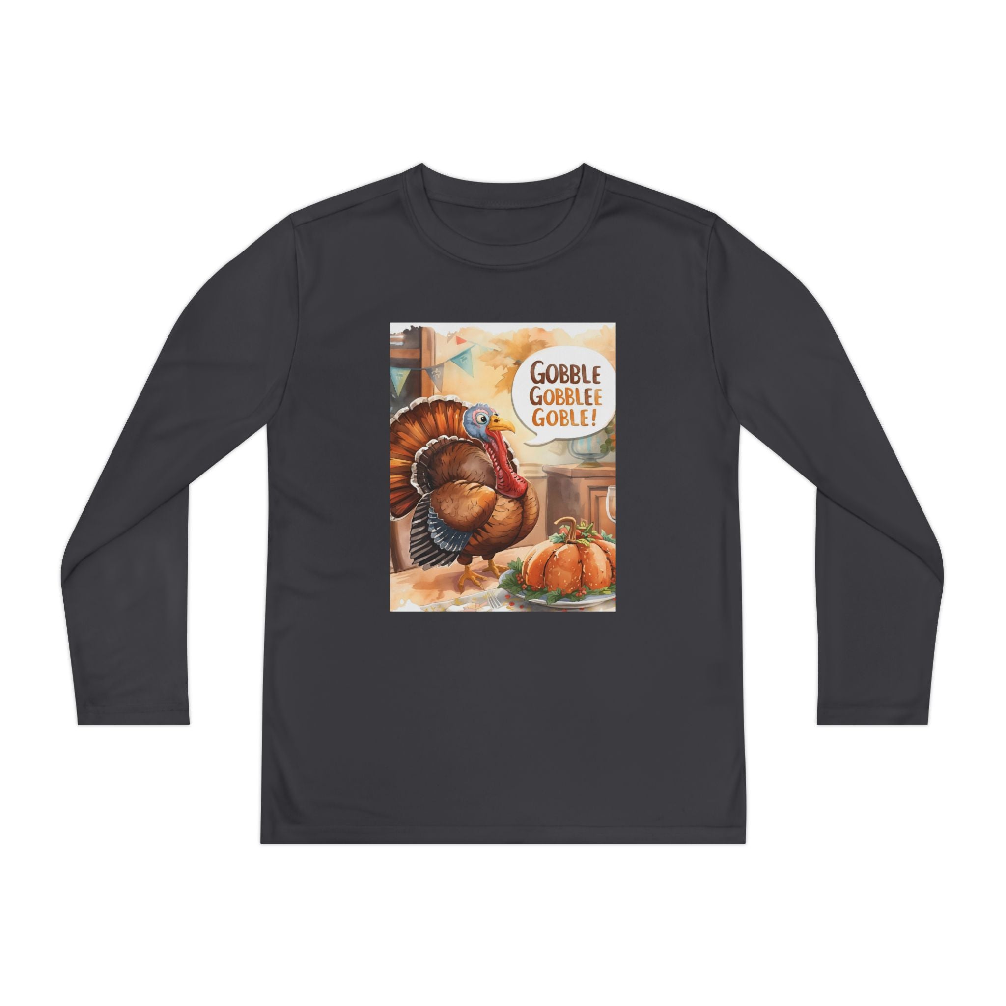Thanksgiving Turkey Youth Long Sleeve Competitor Tee