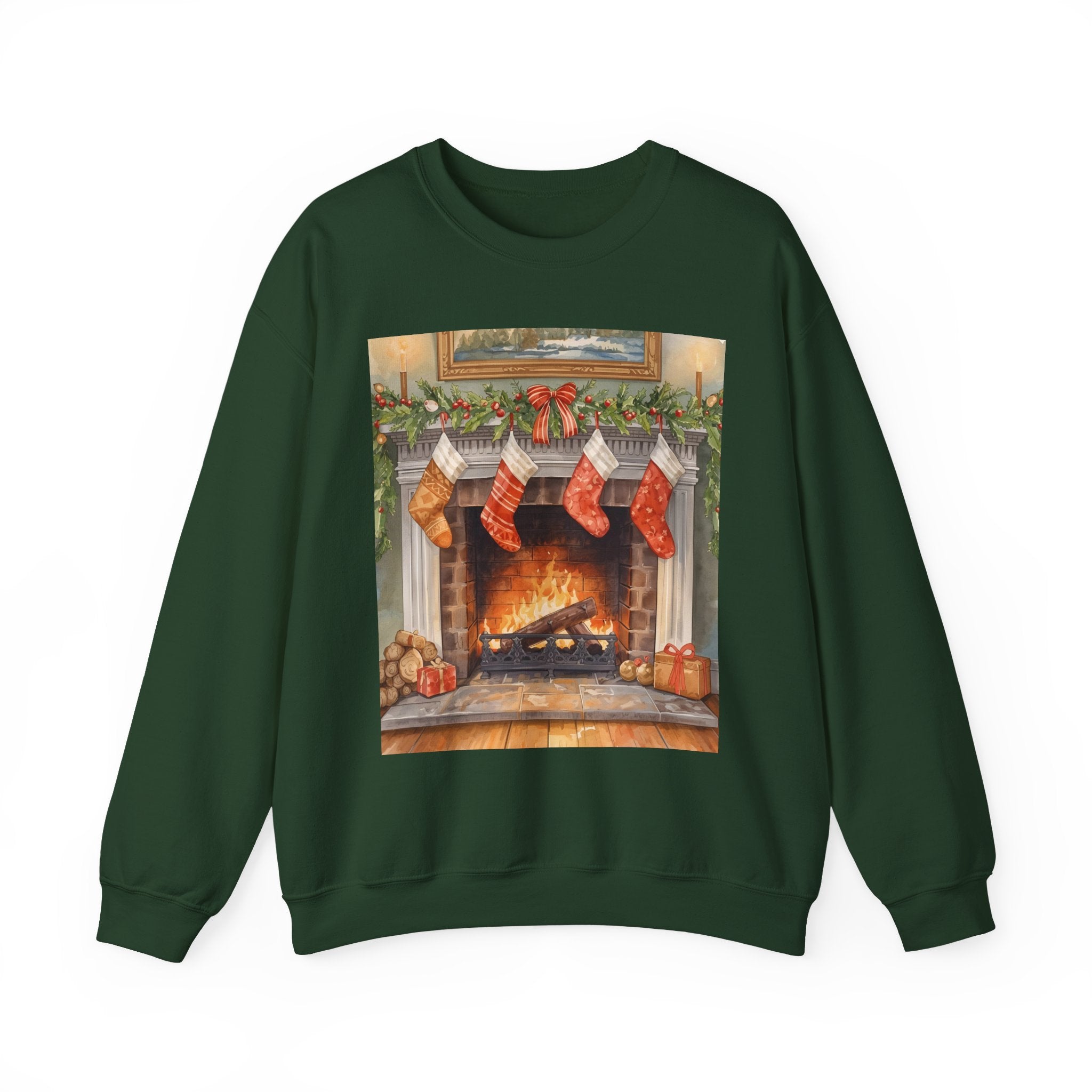 Christmas Stocking Fireplace Unisex Heavy Blend™ Crewneck Sweatshirt