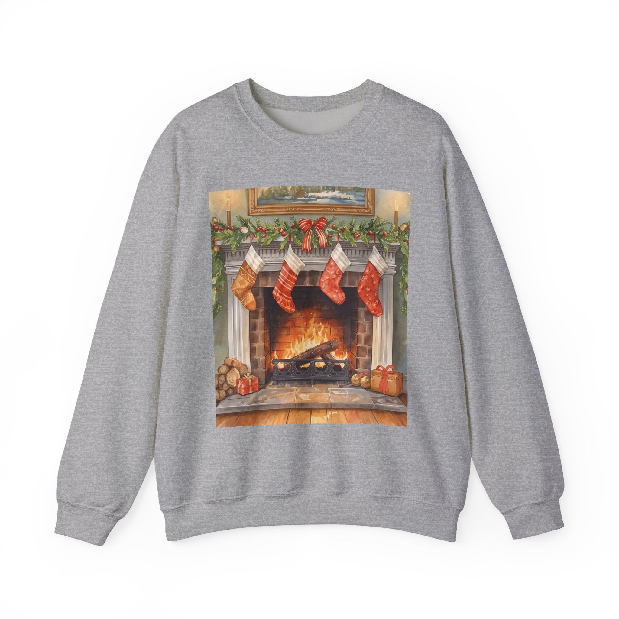 Christmas Stocking Fireplace Unisex Heavy Blend™ Crewneck Sweatshirt