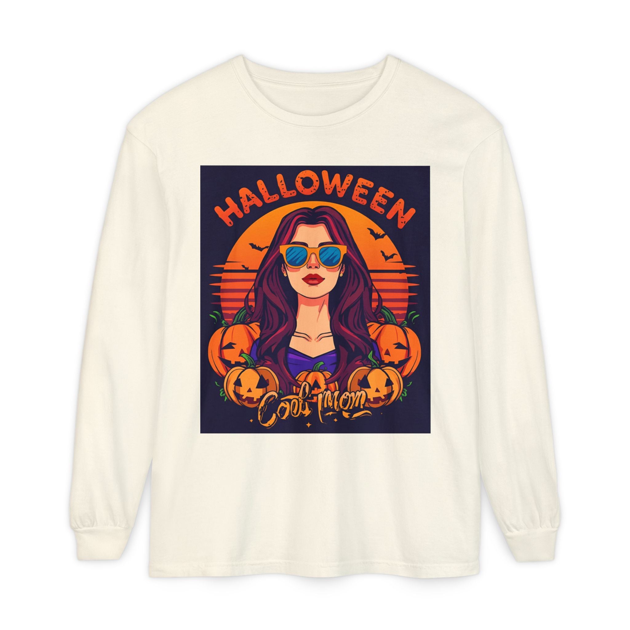Halloween Themed Unisex Garment-dyed Long Sleeve T-Shirt