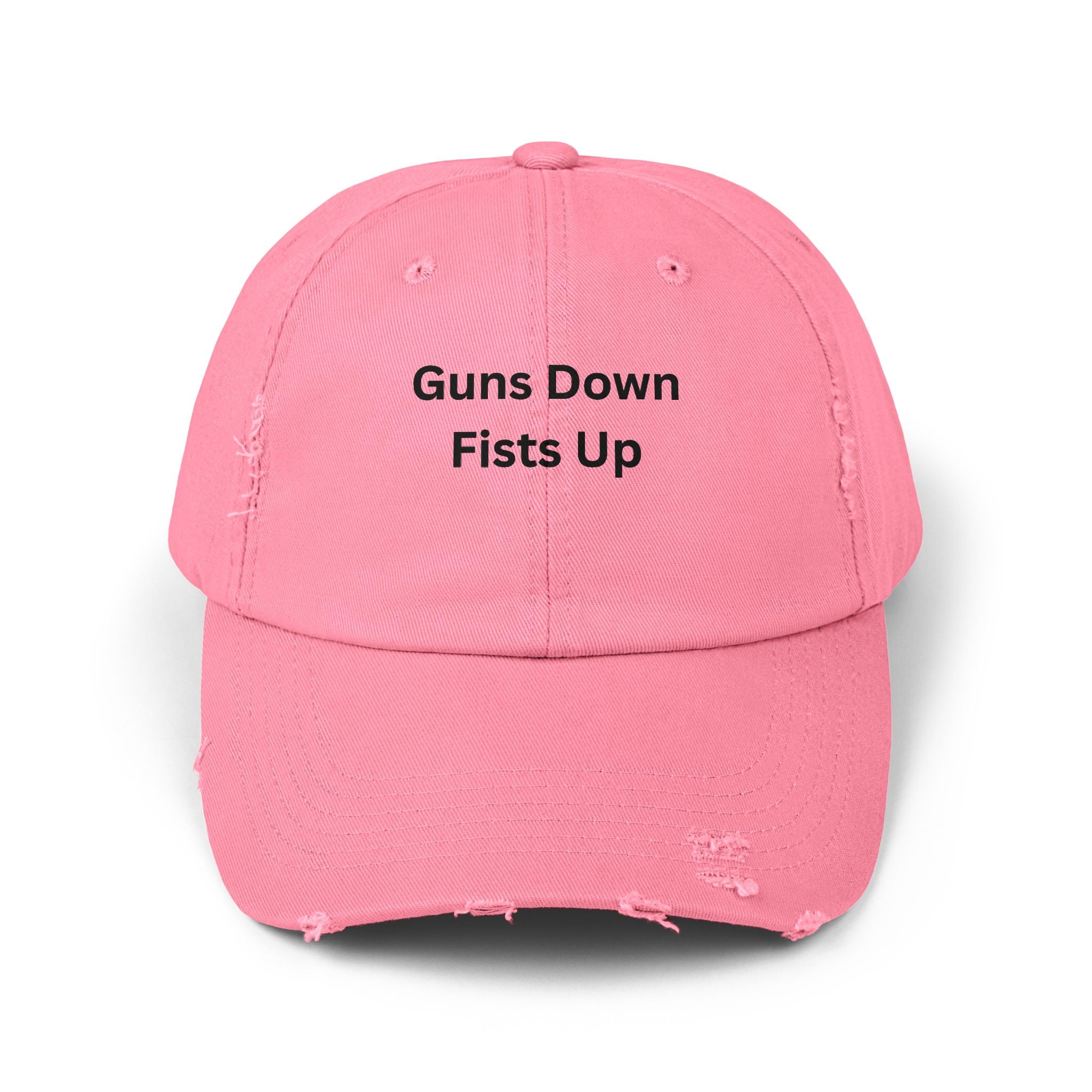 Guns Down Fists Up Unisex Distressed Cap, Casual Hat, Inspirational Headwear, Gift for Friends, Summer Accessories, Everyday Fashion