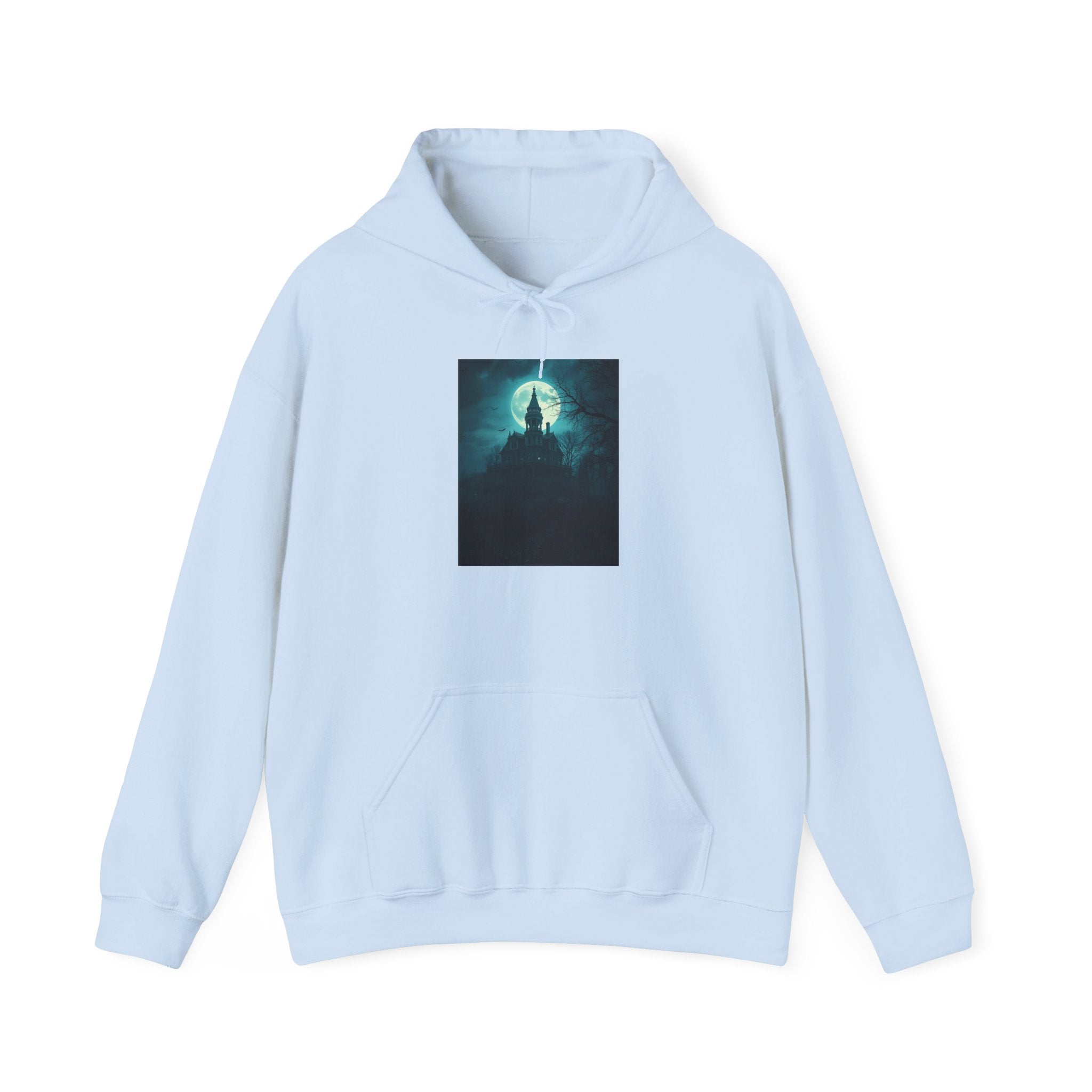 Haunted Moonlight Mystical Nightscape Hooded Sweatshirt - Cozy Casual, Unisex Fashion, Gift Idea, Halloween Apparel, Unique Statement Piece