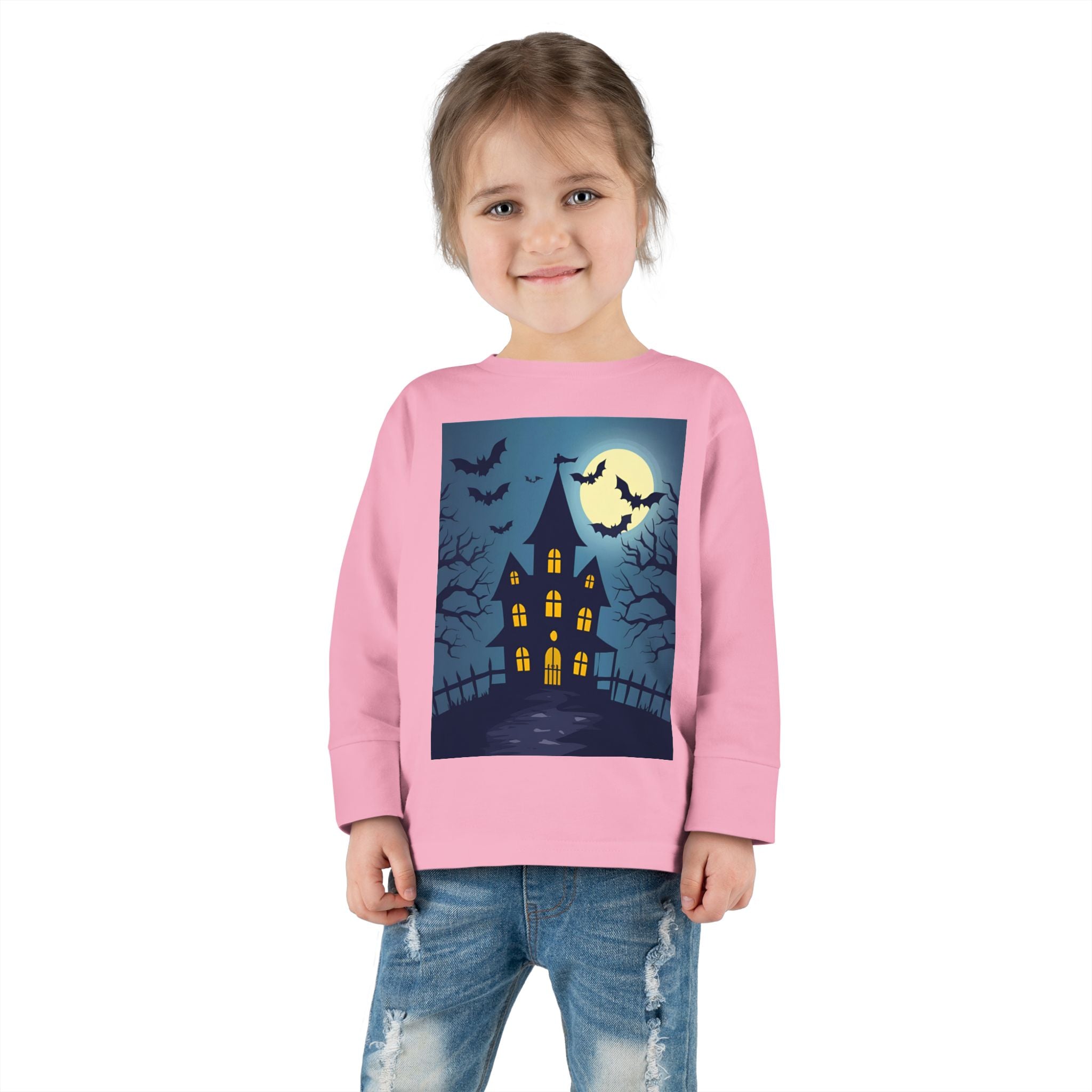 Halloween Haunted House Toddler Halloween Long Sleeve Tee, Spooky Haunted House Shirt, Kids Halloween Costume Top, Fall Festive Apparel, Trick or Treat Clothing