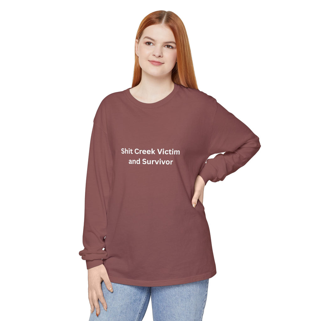Shit Creek Survivor Long Sleeve T-Shirt, Funny Gift, Casual Wear, Humor Shirt, Birthday Gift, Unisex Apparel