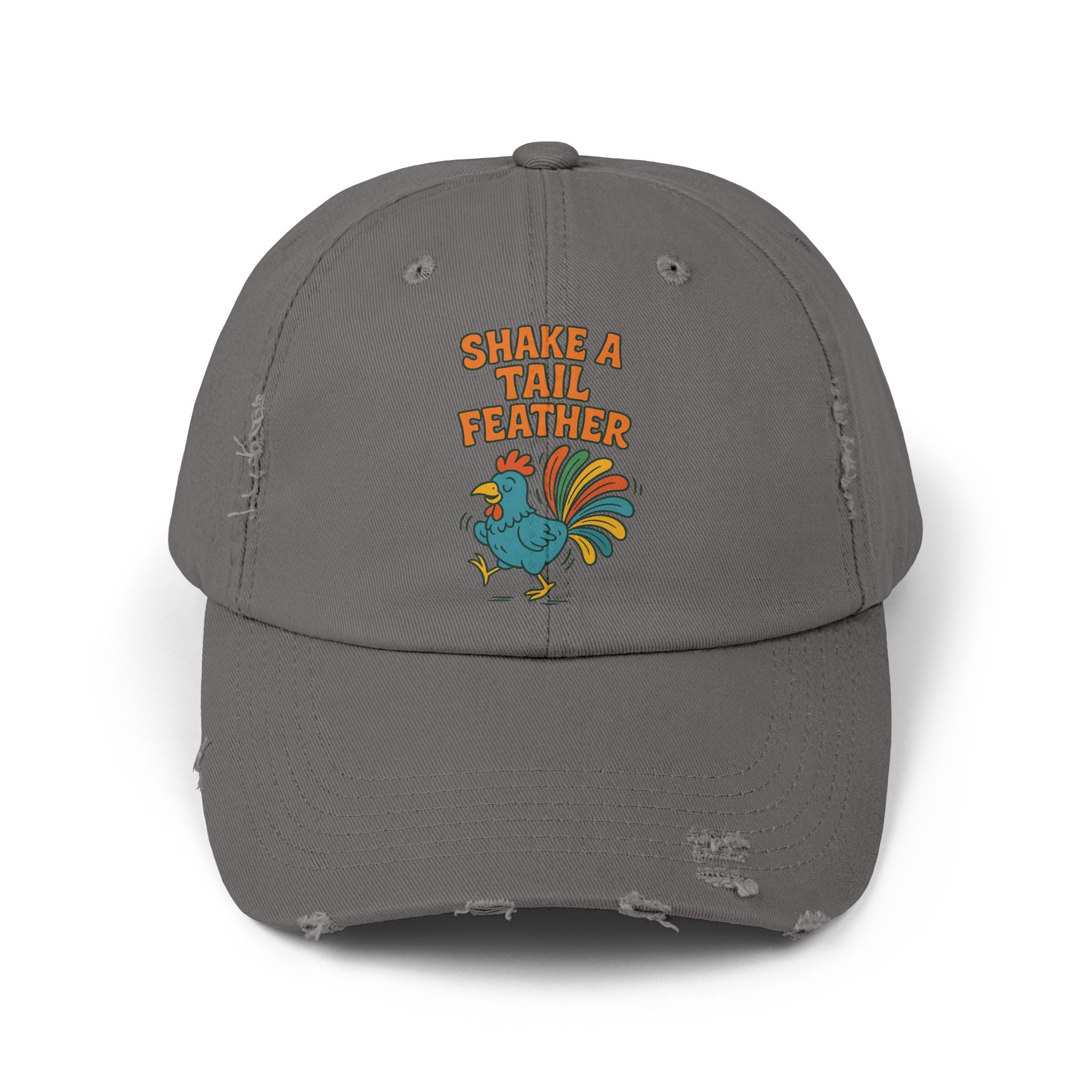 Rooster Funny Shake A Tail Feather Unisex Distressed Cap