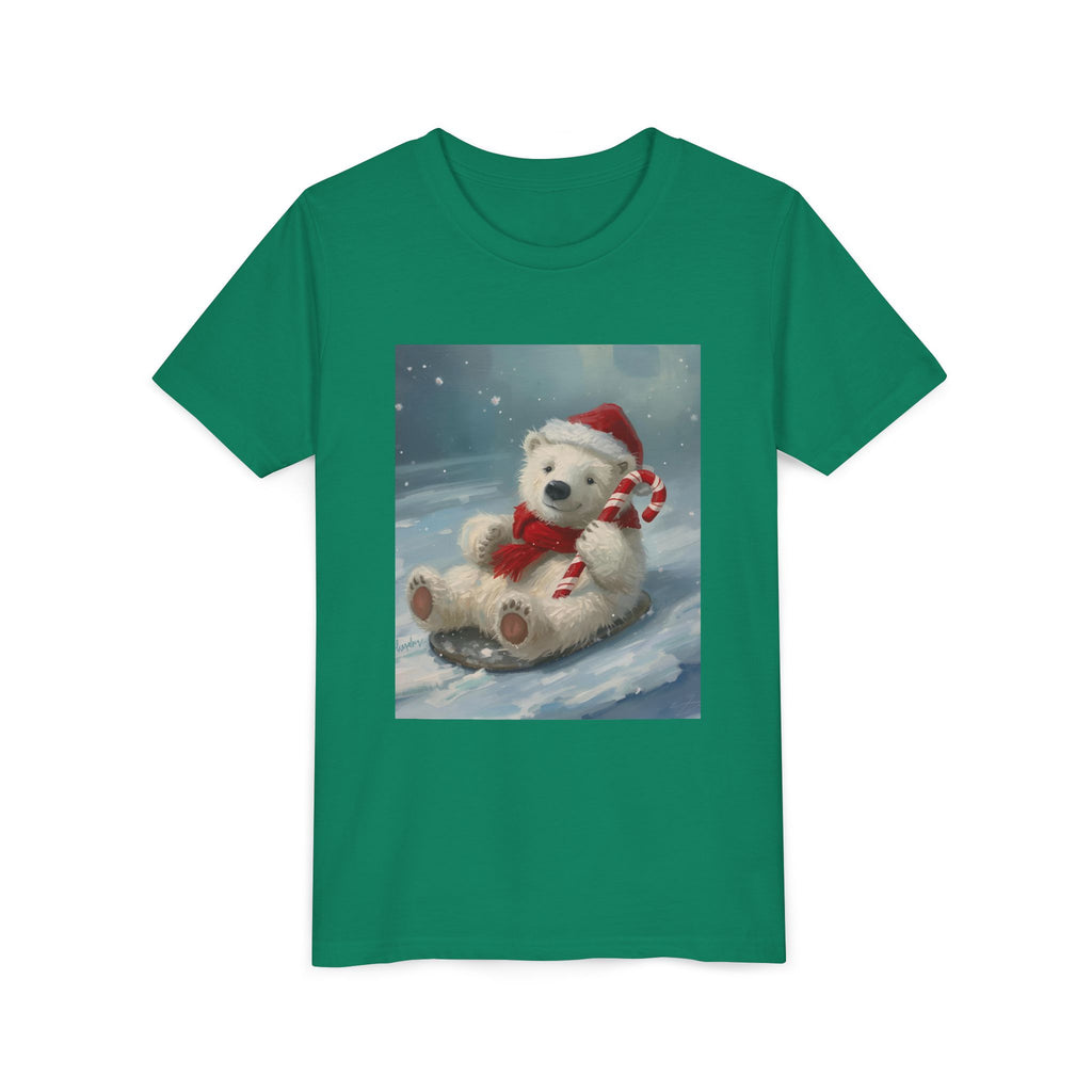 Cute Christmas Bear Youth Short Sleeve Tee