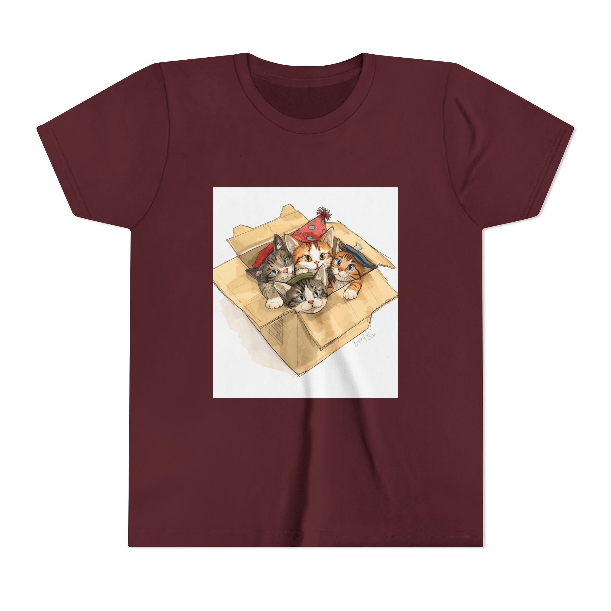 Cute Kittens In Box Youth Short Sleeve Tee