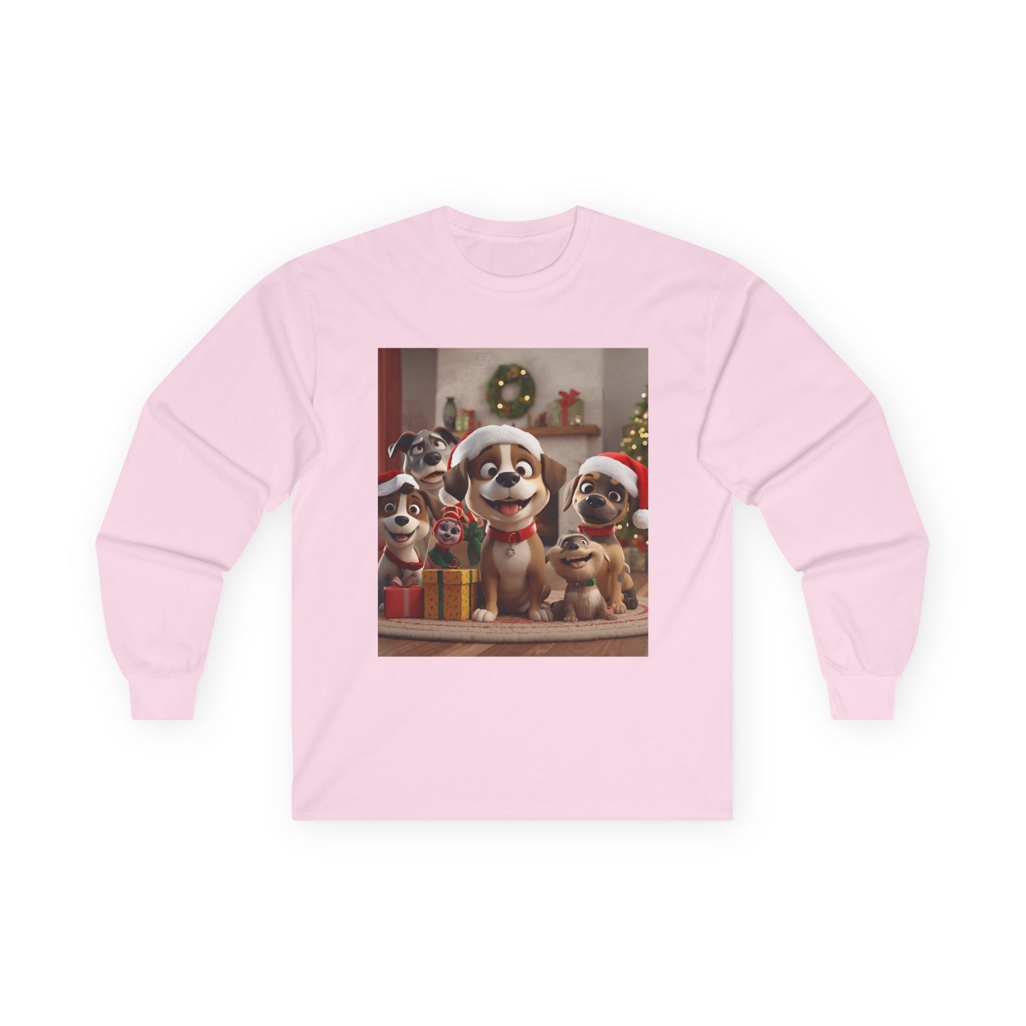 Cute Dog Christmas Long Sleeve Tee, Holiday Gift for Dog Lovers, Cozy Pet Apparel, Winter Wear, Fun Xmas T-shirt
